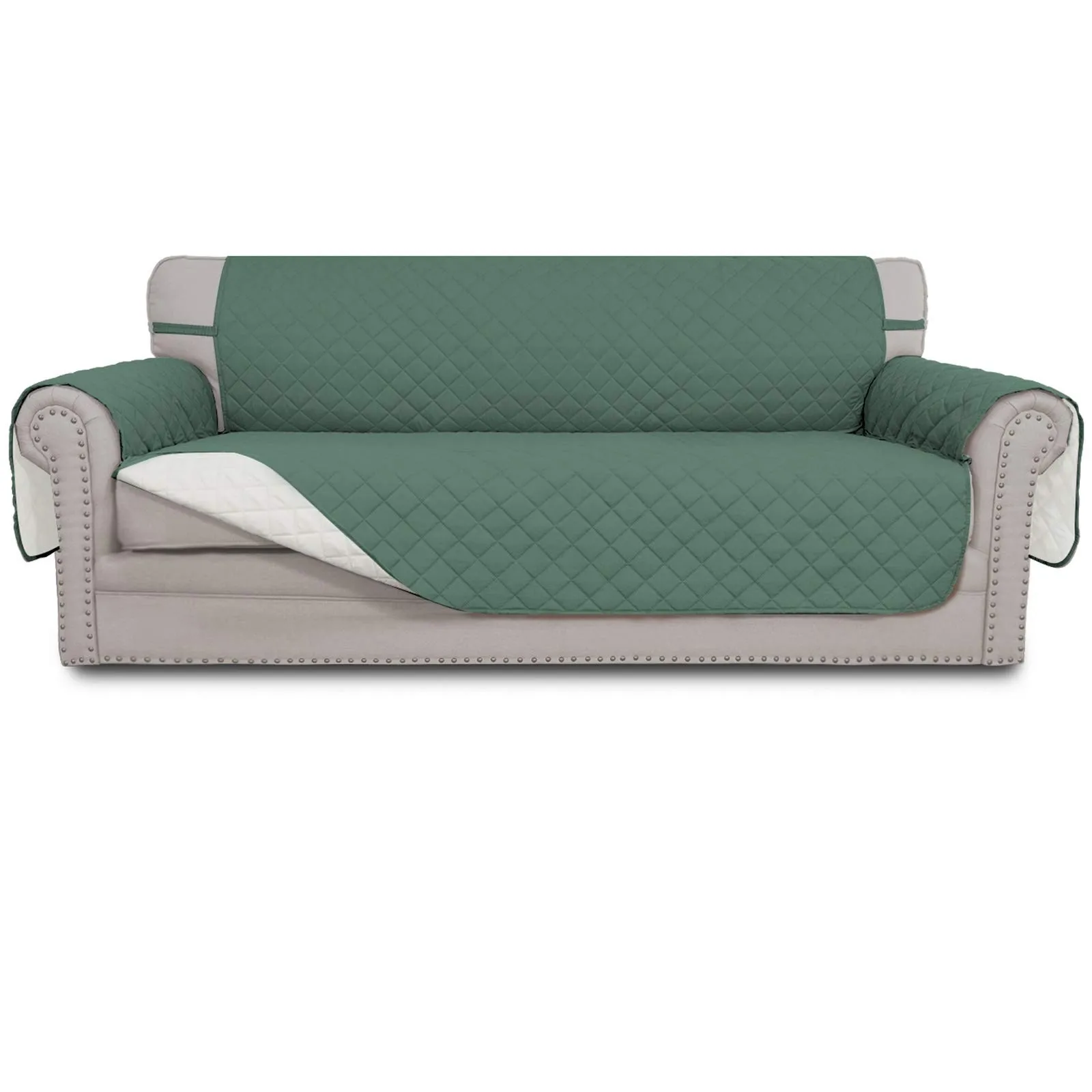 Easy-Going Copridivano Reversibile Oversize per Divano a 3 Cuscini, Impermeabile, Ciano/Avorio - immagine 1