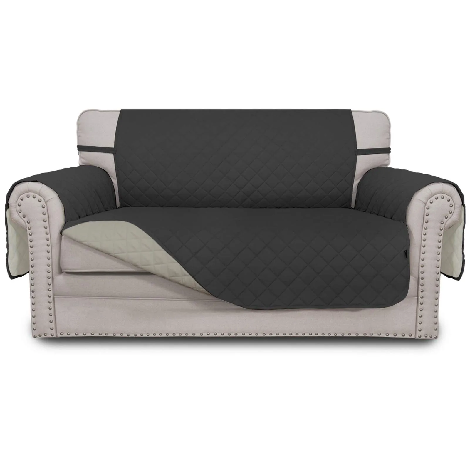 Easy-Going Copridivano Reversibile Impermeabile per Animali Domestici e Bambini, Loveseat, Grigio Scuro/Beige - immagine 1