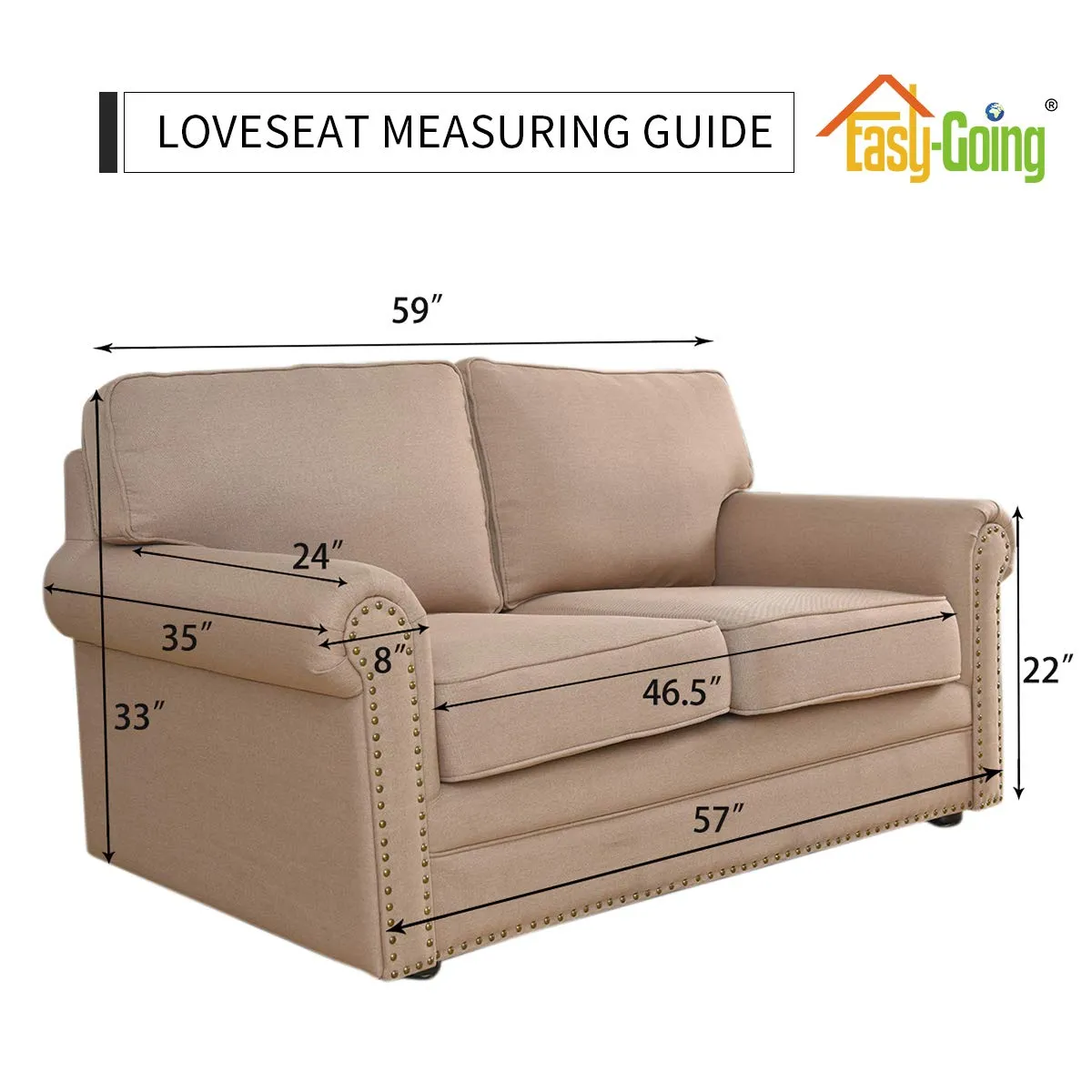 Easy-Going Copridivano Reversibile Impermeabile per Animali Domestici e Bambini, Loveseat, Grigio Scuro/Beige - immagine 7