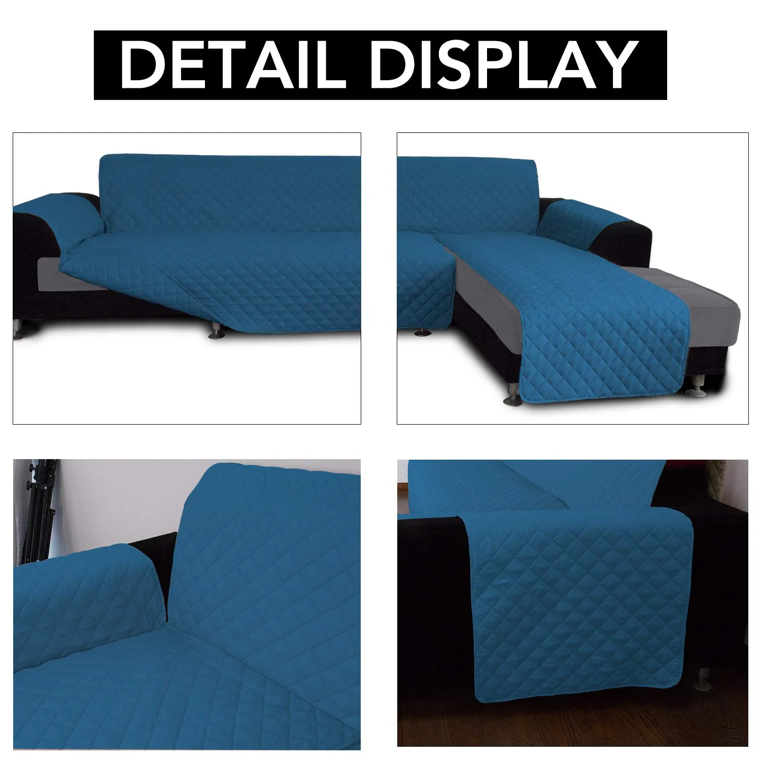 Easy-Going Copridivano a forma di L Componibile, XL, Blu Pavone/Blu Pavone - immagine 3
