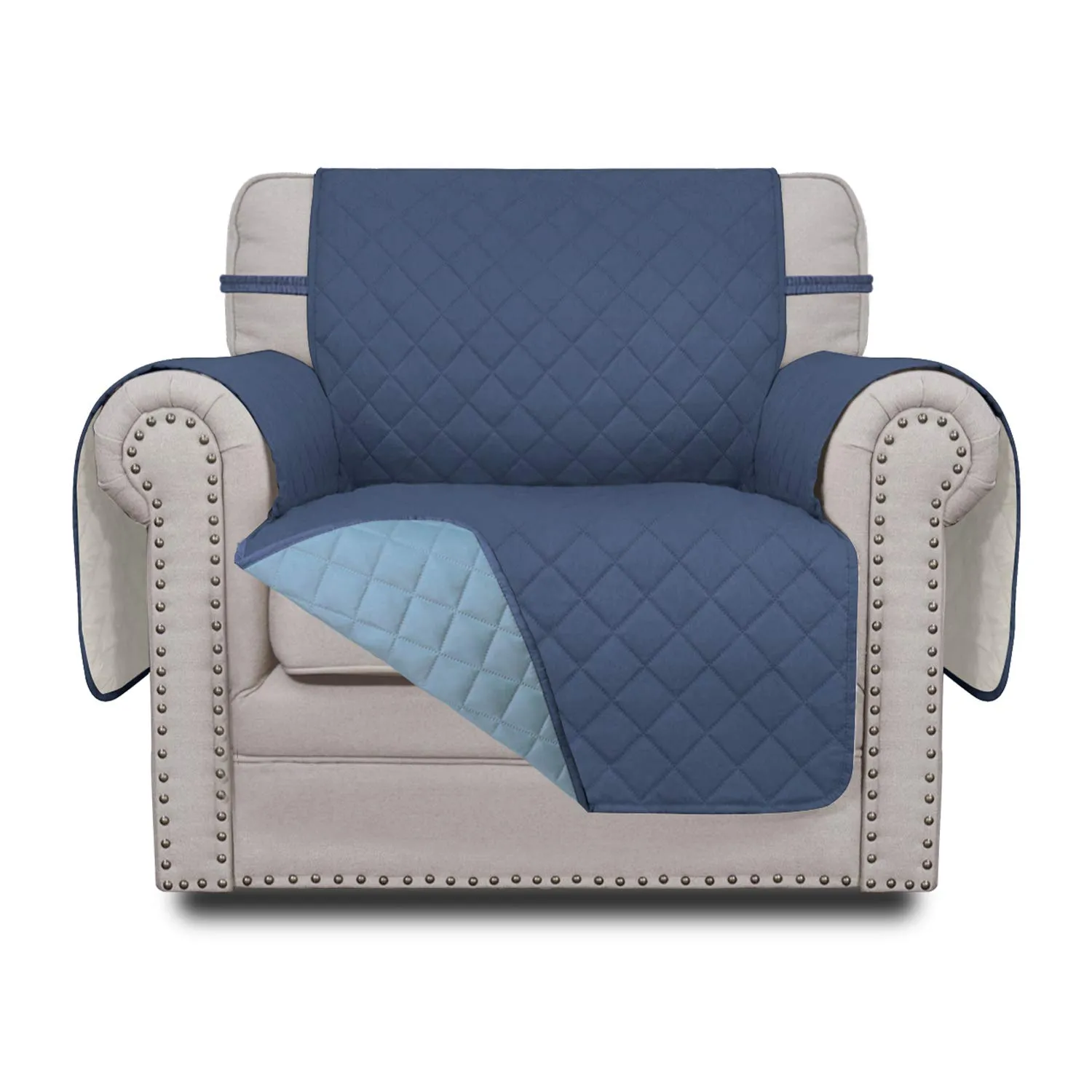 Easy-Going Copridivano Reversibile Impermeabile per Sedia, Blu Scuro/Azzurro - immagine 1