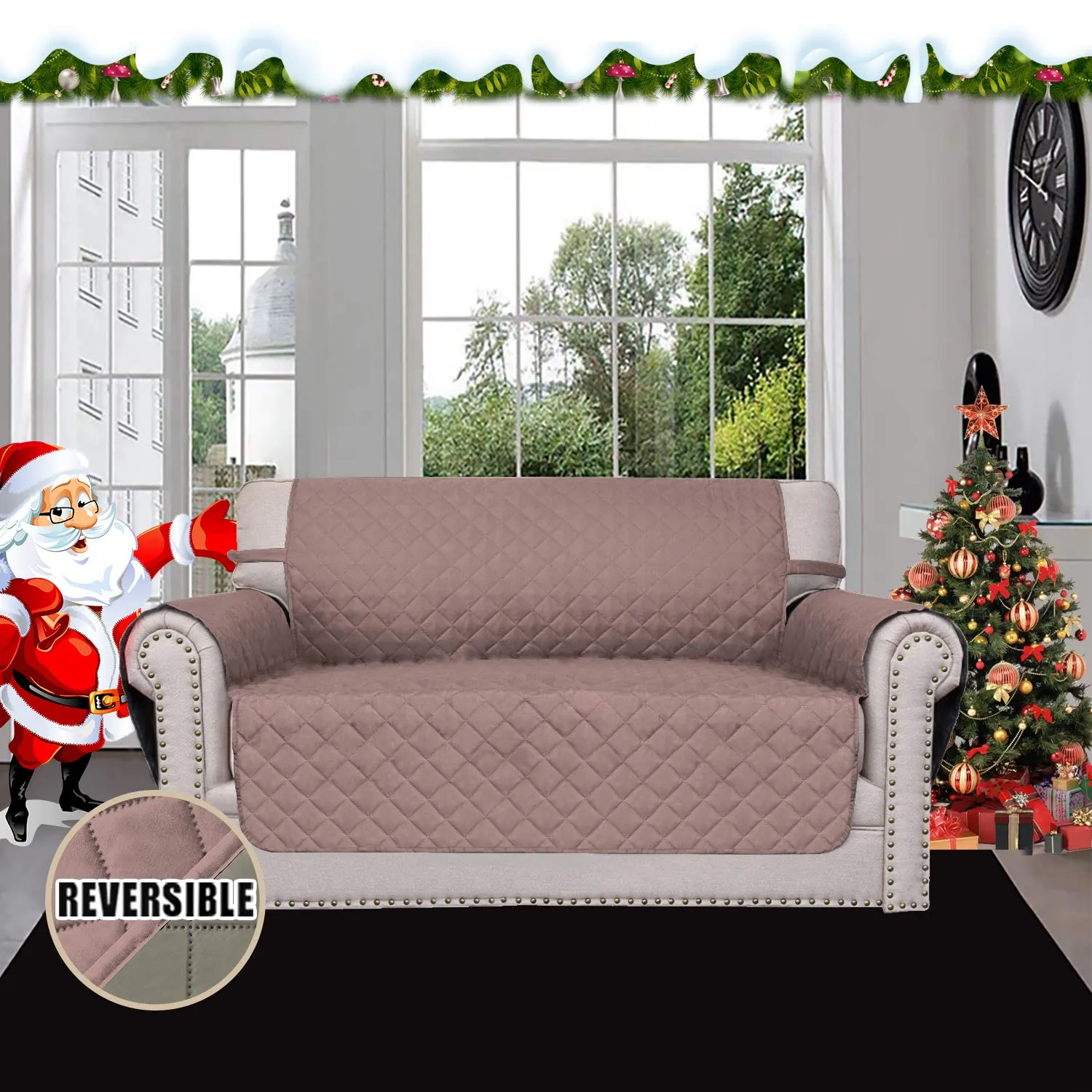 Easy-Going Fodera Reversibile per Divano Loveseat, Protezione Impermeabile per Mobili e Animali Domestici con Schiuma e Cinghie Elastiche - immagine 2