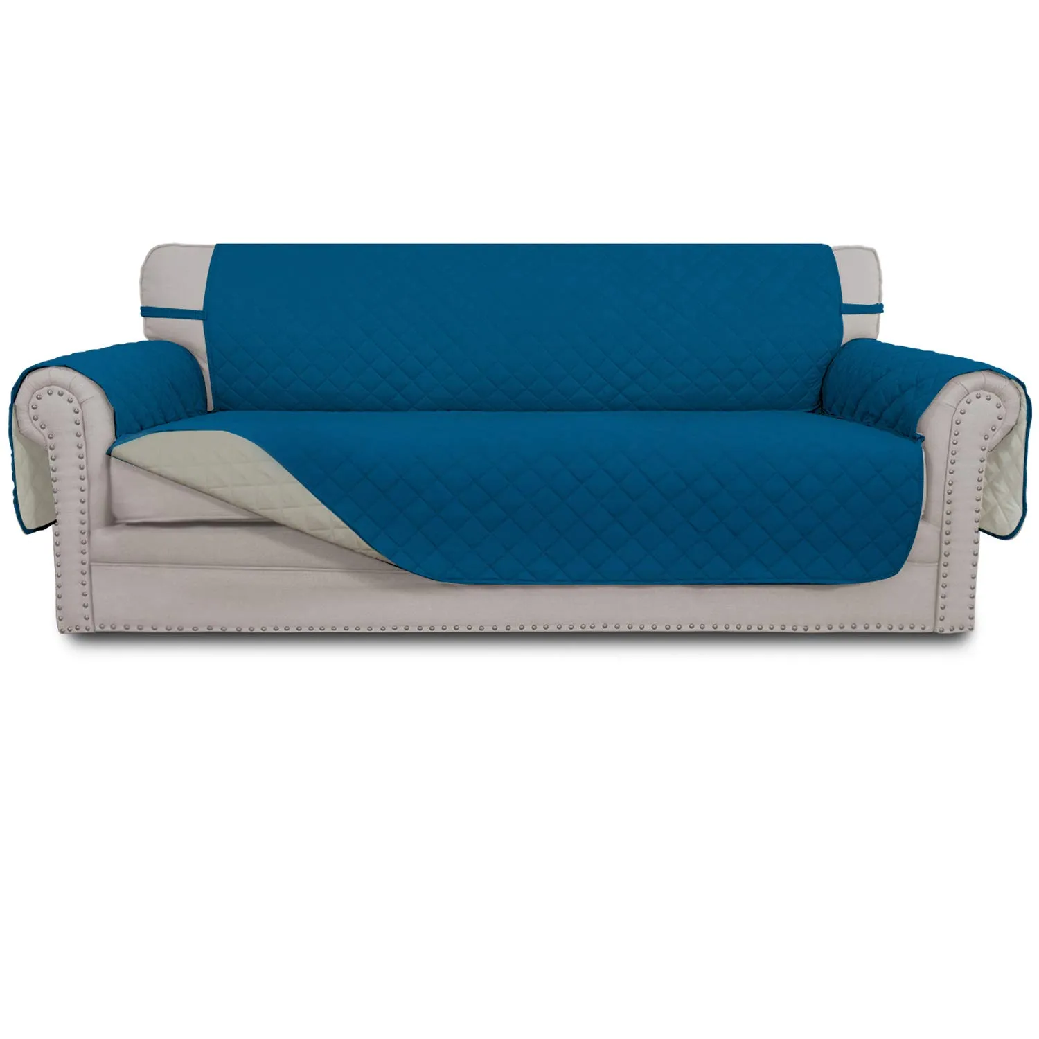 Easy-Going Copridivano Reversibile Oversize Impermeabile, Blu Pavone/Beige - immagine 1