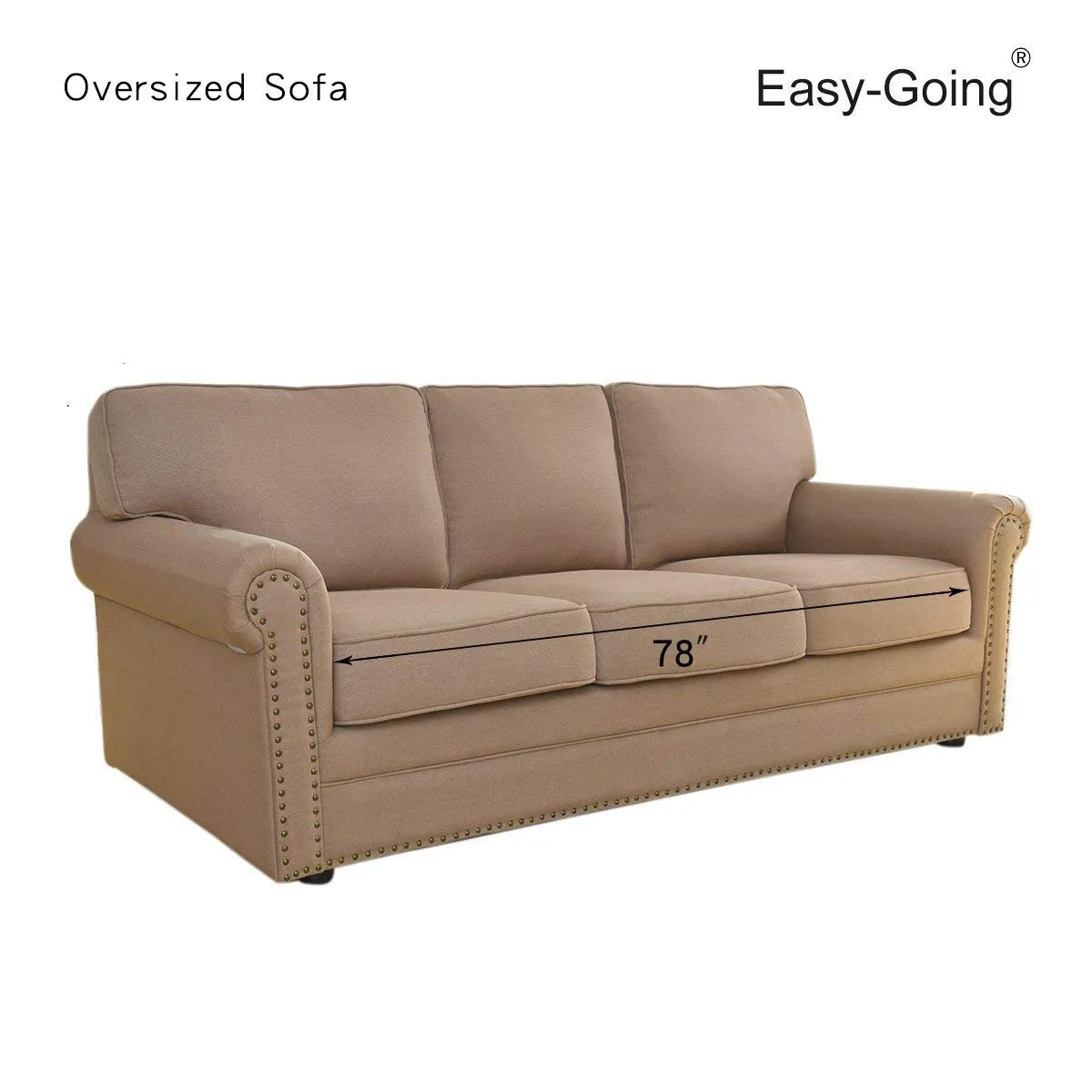 Easy-Going Fodera per Divano Reversibile e Impermeabile con Cinghie Elastiche, 198 cm, Verde Militare/Beige - immagine 7