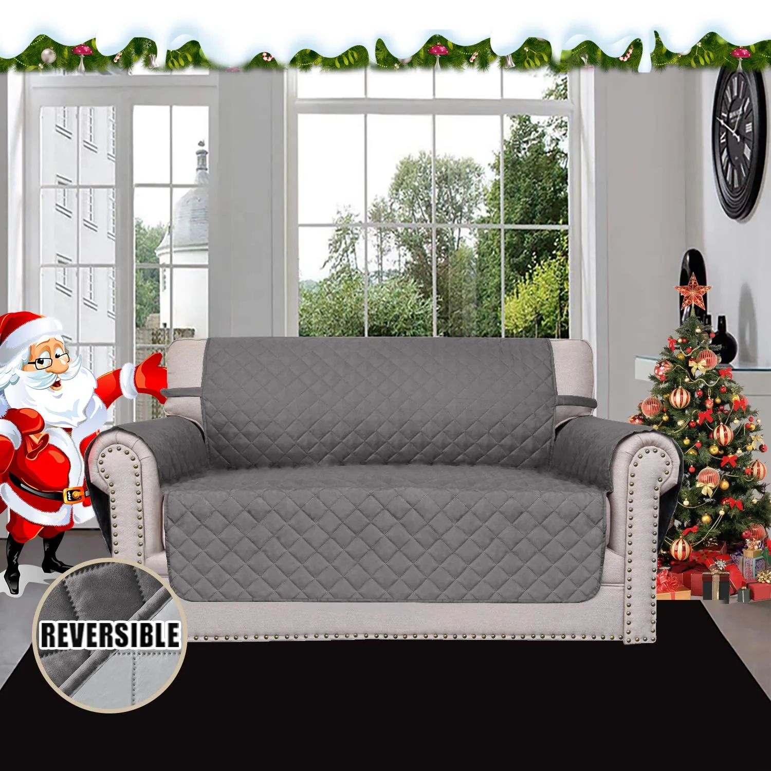 Easy-Going Copridivano Reversibile Loveseat Impermeabile per Cani e Bambini, Grigio/Grigio Chiaro - immagine 2