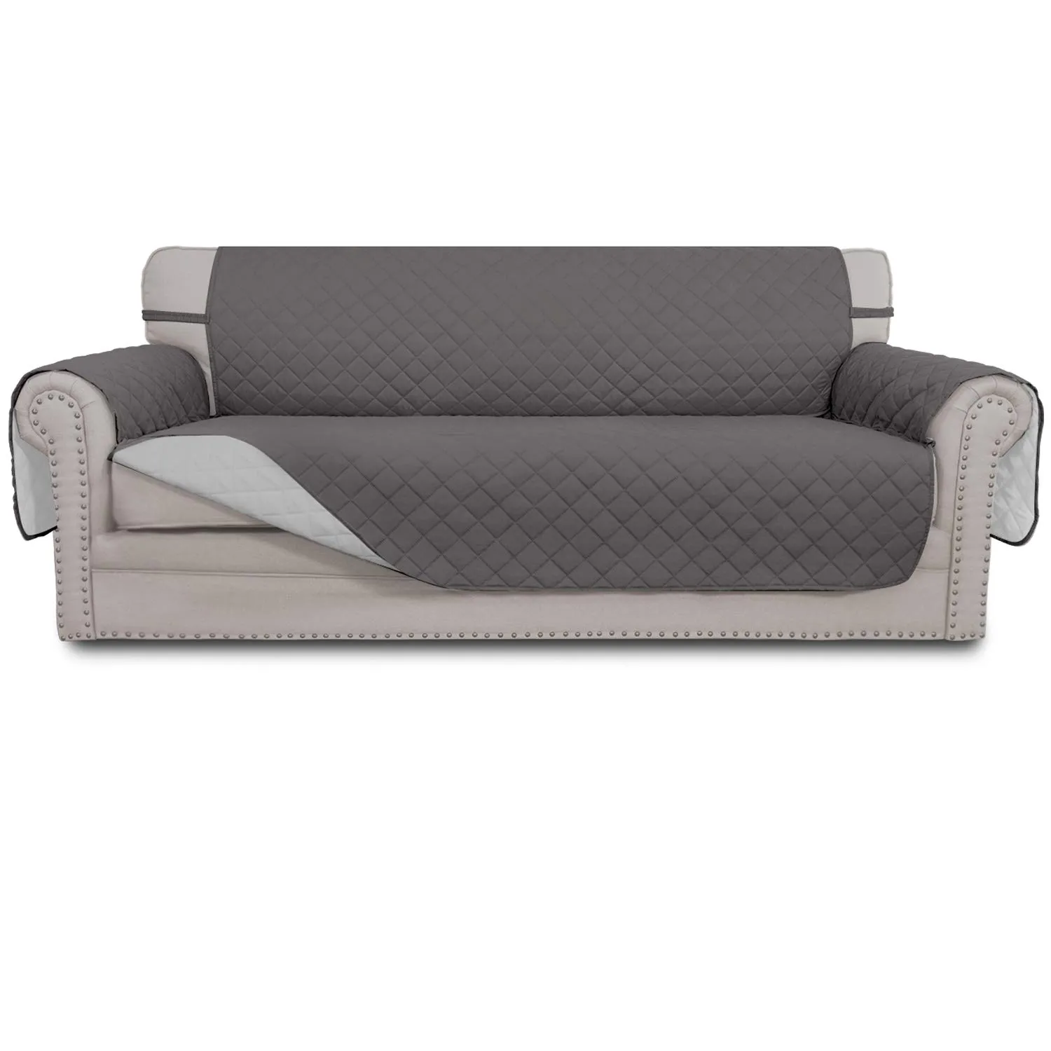 Easy-Going Copridivano Reversibile Impermeabile per Divano a 3 Cuscini, Grigio/Grigio Chiaro - immagine 1