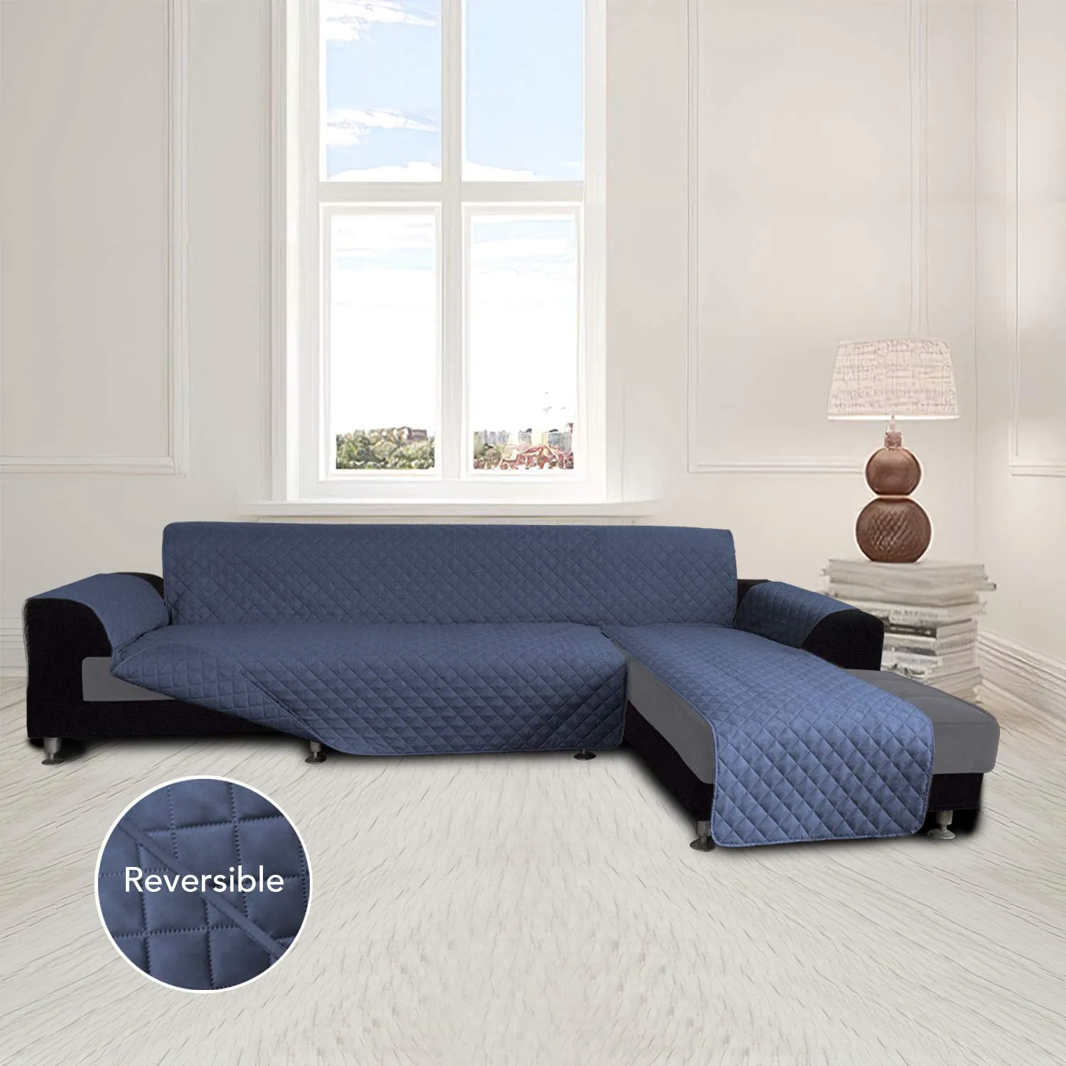 Easy-Going Copridivano a forma di L Componibile, S, Blu Scuro - immagine 2