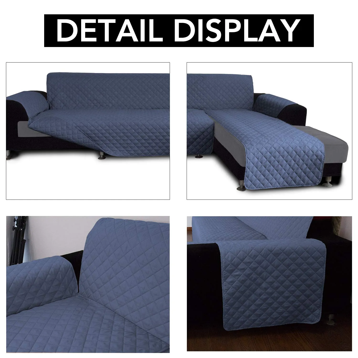 Easy-Going Copridivano a forma di L Componibile, S, Blu Scuro - immagine 3