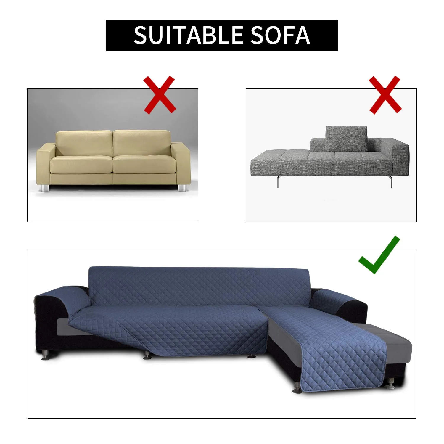 Easy-Going Copridivano a forma di L Componibile, S, Blu Scuro - immagine 4