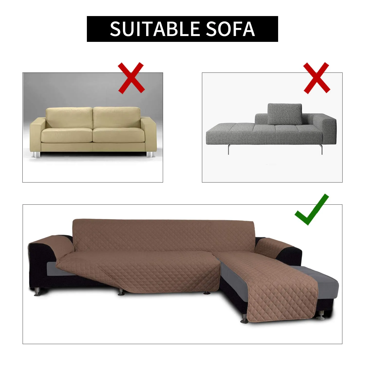 Easy-Going Copridivano a Forma di L per Divano Angolare e Chaise Lounge, Reversibile, Protezione per Mobili, Piccolo - immagine 4