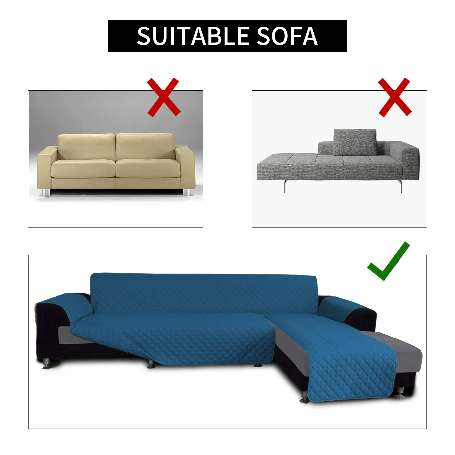 Easy-Going Copridivano a forma di L Reversibile, Small, Blu Pavone - immagine 4