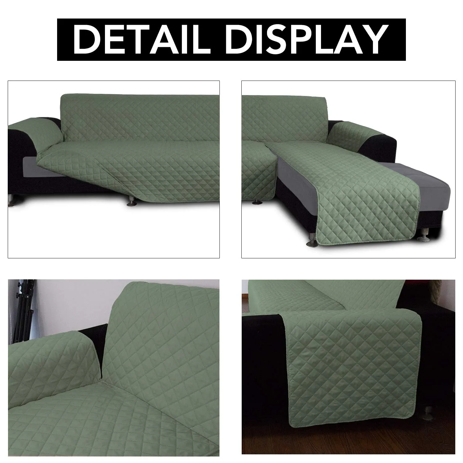 Easy-Going Copridivano a forma di L Reversibile, Small, Verde Grigiastro - immagine 3