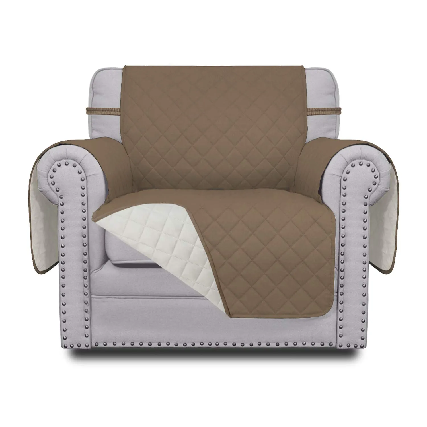 Easy-Going Copridivano Reversibile per Poltrona Piccola, Cammello/Avorio - immagine 1
