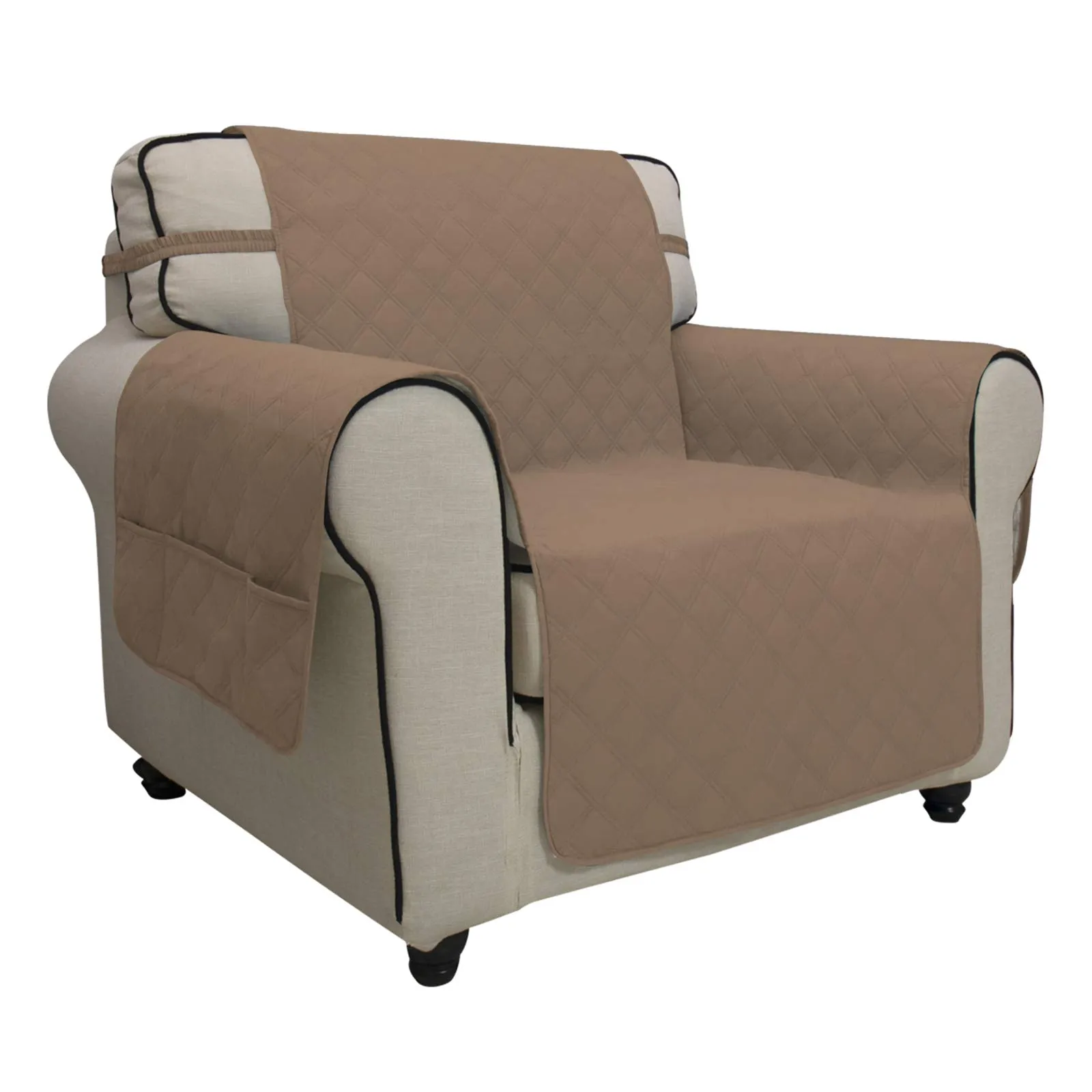 Easy-Going Copridivano per Sedia Impermeabile e Antiscivolo con Tasca, Colore Cammello - immagine 1