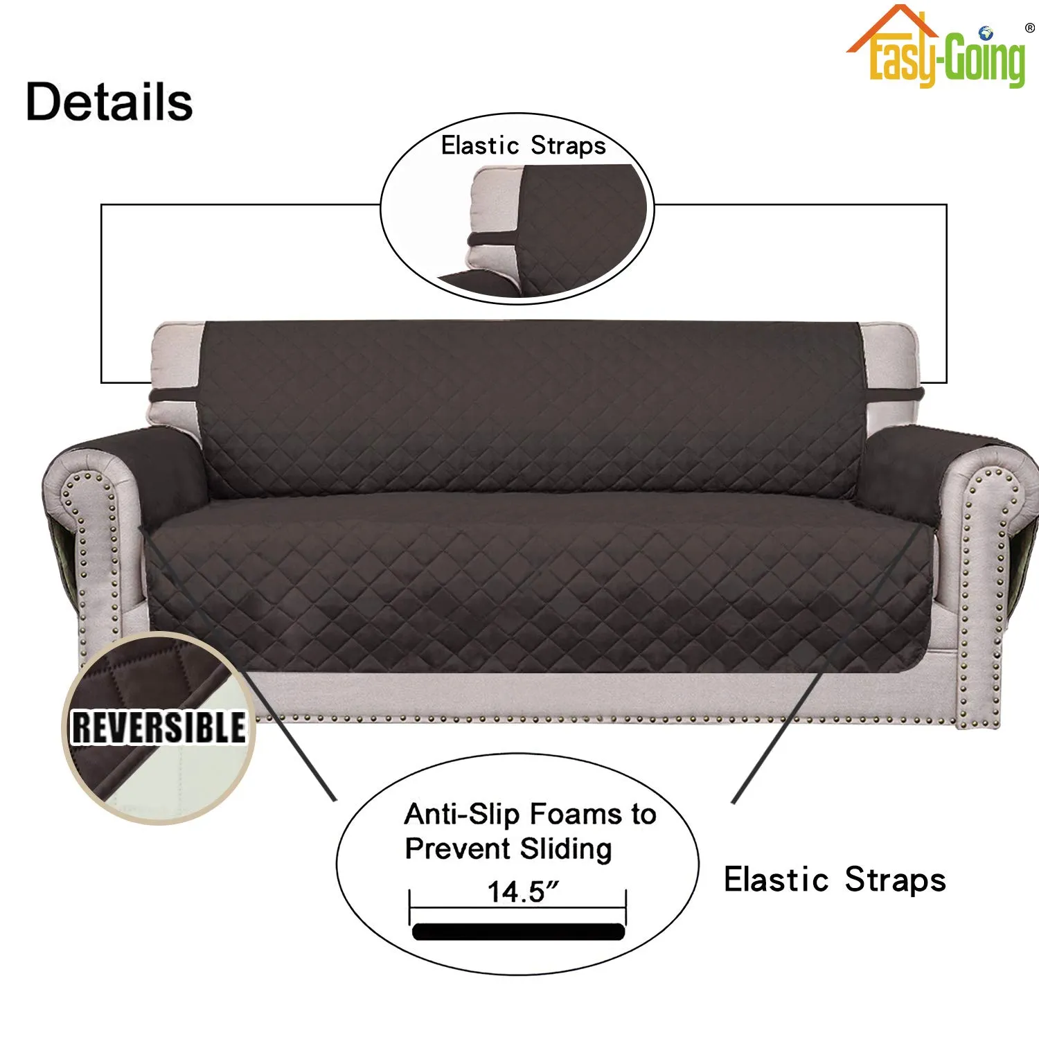 Easy-Going Copridivano reversibile per divano a 3 cuscini, taglia X-Large - immagine 3