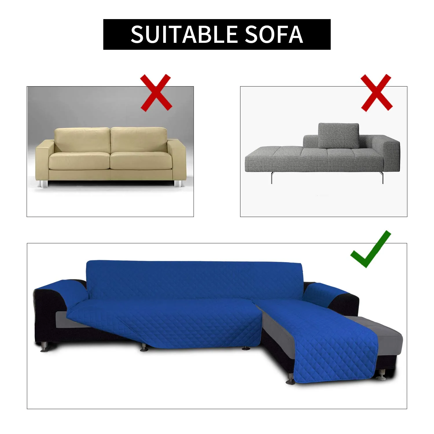 Easy-Going Copridivano a Forma di L, X-Large, Blu Classico - immagine 4