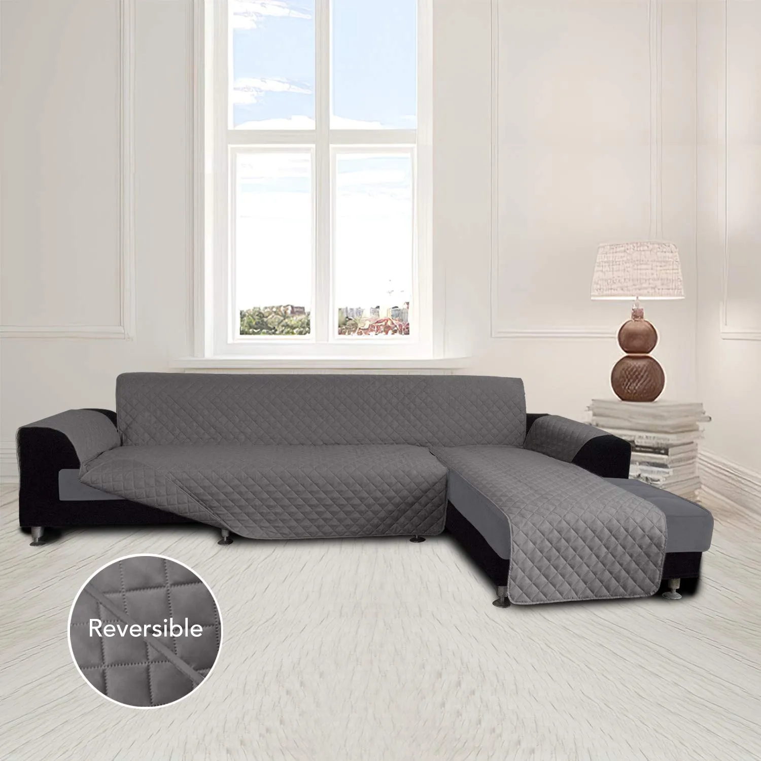 Easy-Going Copridivano a forma di L Componibile e Reversibile, XL, Grigio/Grigio - immagine 2