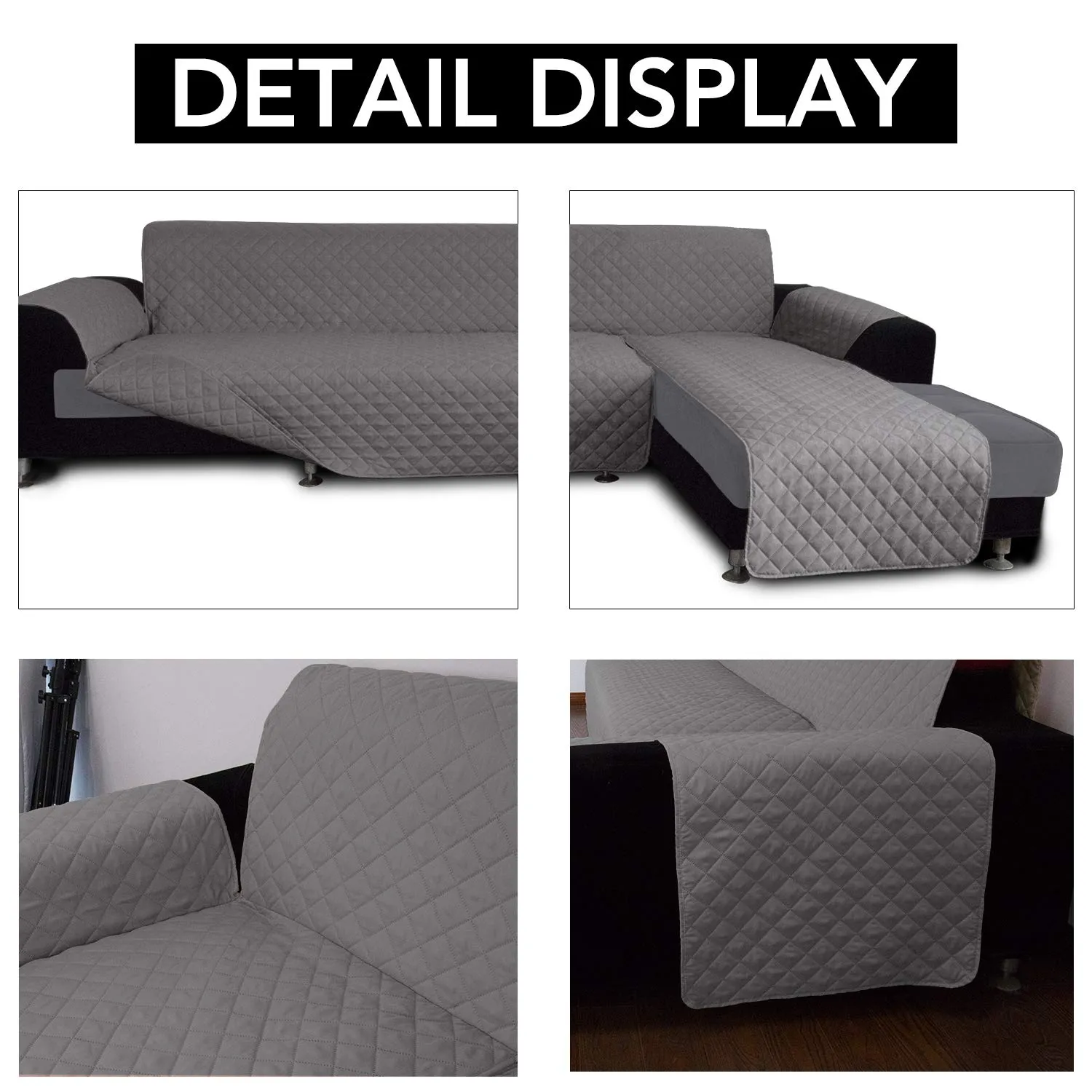 Easy-Going Copridivano a forma di L Componibile e Reversibile, XL, Grigio/Grigio - immagine 3