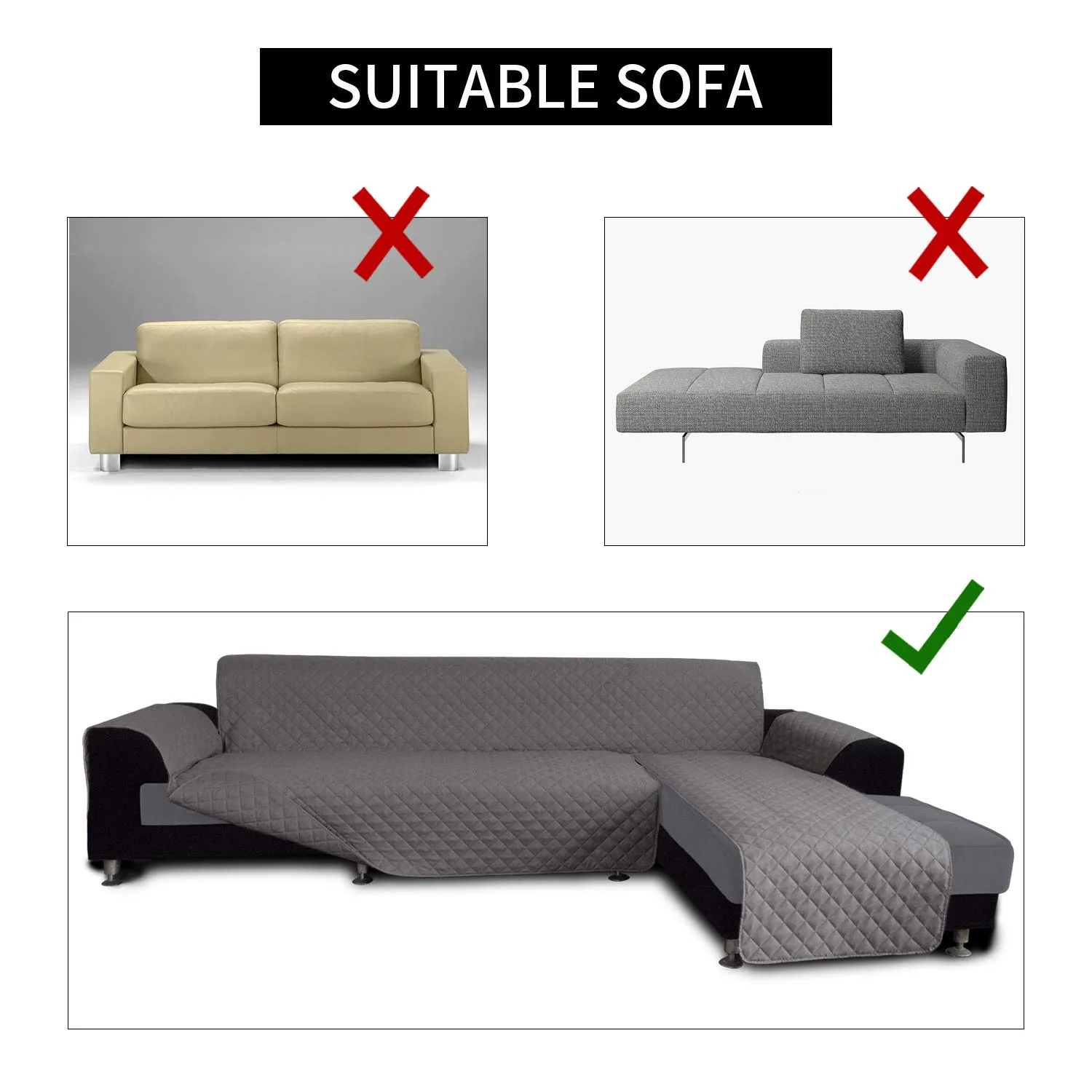 Easy-Going Copridivano a forma di L Componibile e Reversibile, XL, Grigio/Grigio - immagine 4