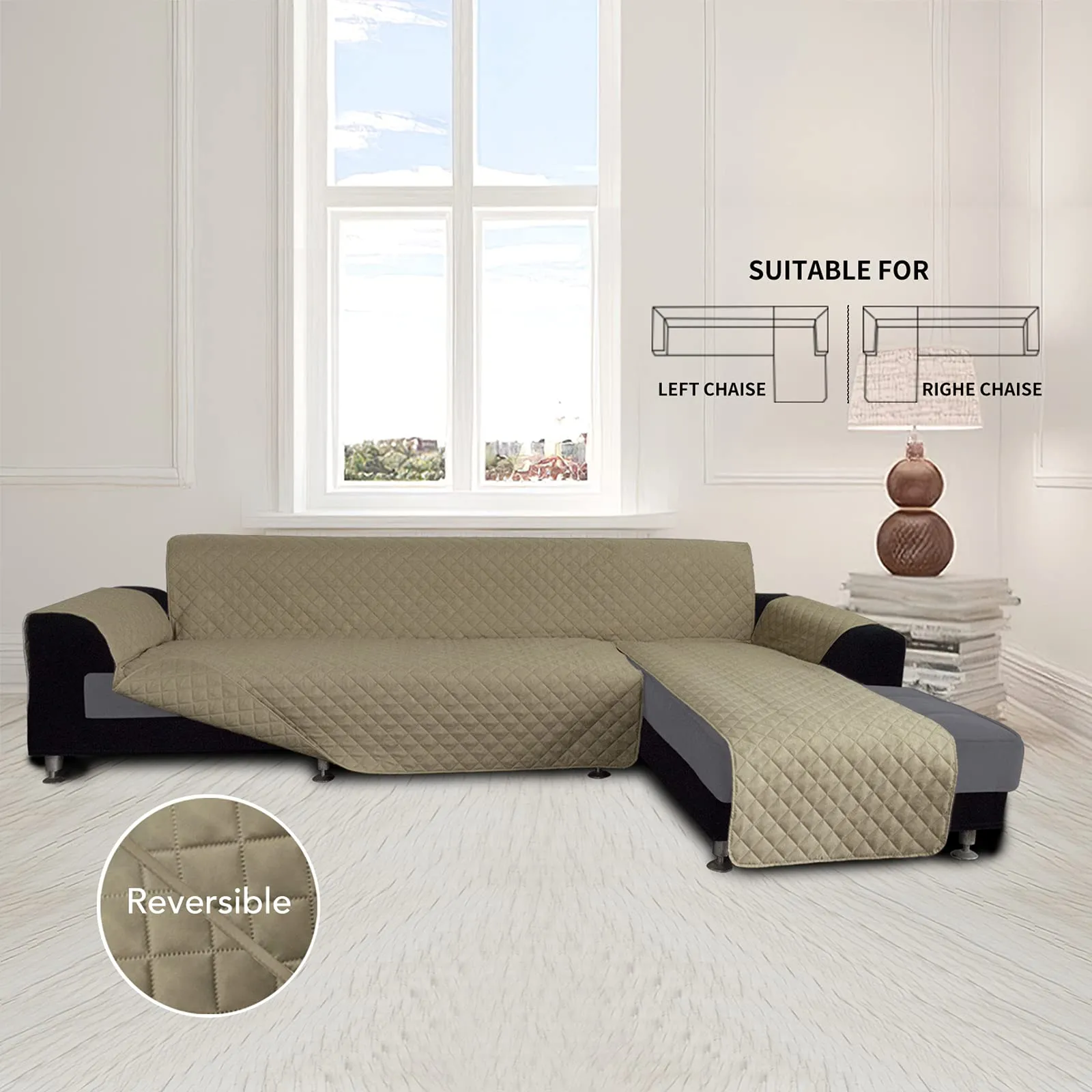Easy-Going Copridivano Modulare a L, Reversibile, Beige (S) - immagine 2