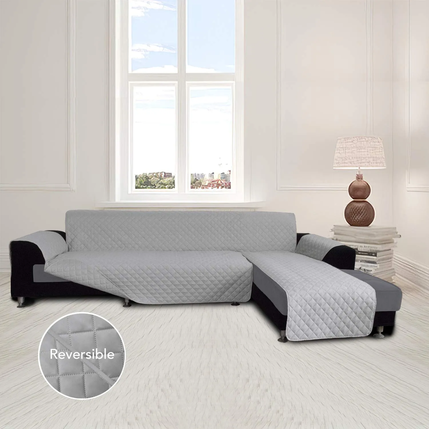 Easy-Going Copridivano a Forma di L Componibile e Reversibile, Protezione per Animali Domestici, S, Grigio Chiaro/Grigio Chiaro - immagine 2