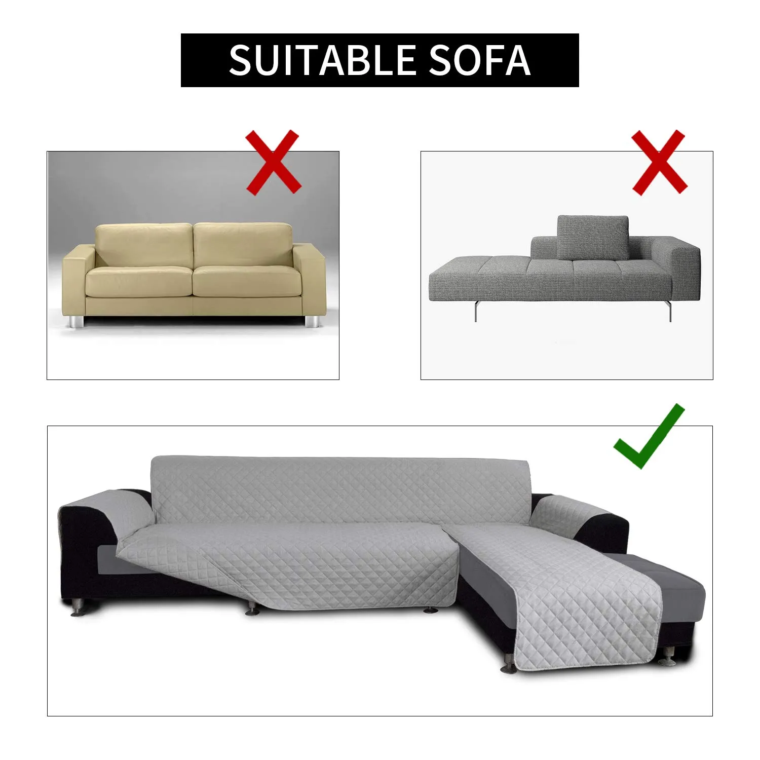 Easy-Going Copridivano a Forma di L Componibile e Reversibile, Protezione per Animali Domestici, S, Grigio Chiaro/Grigio Chiaro - immagine 4