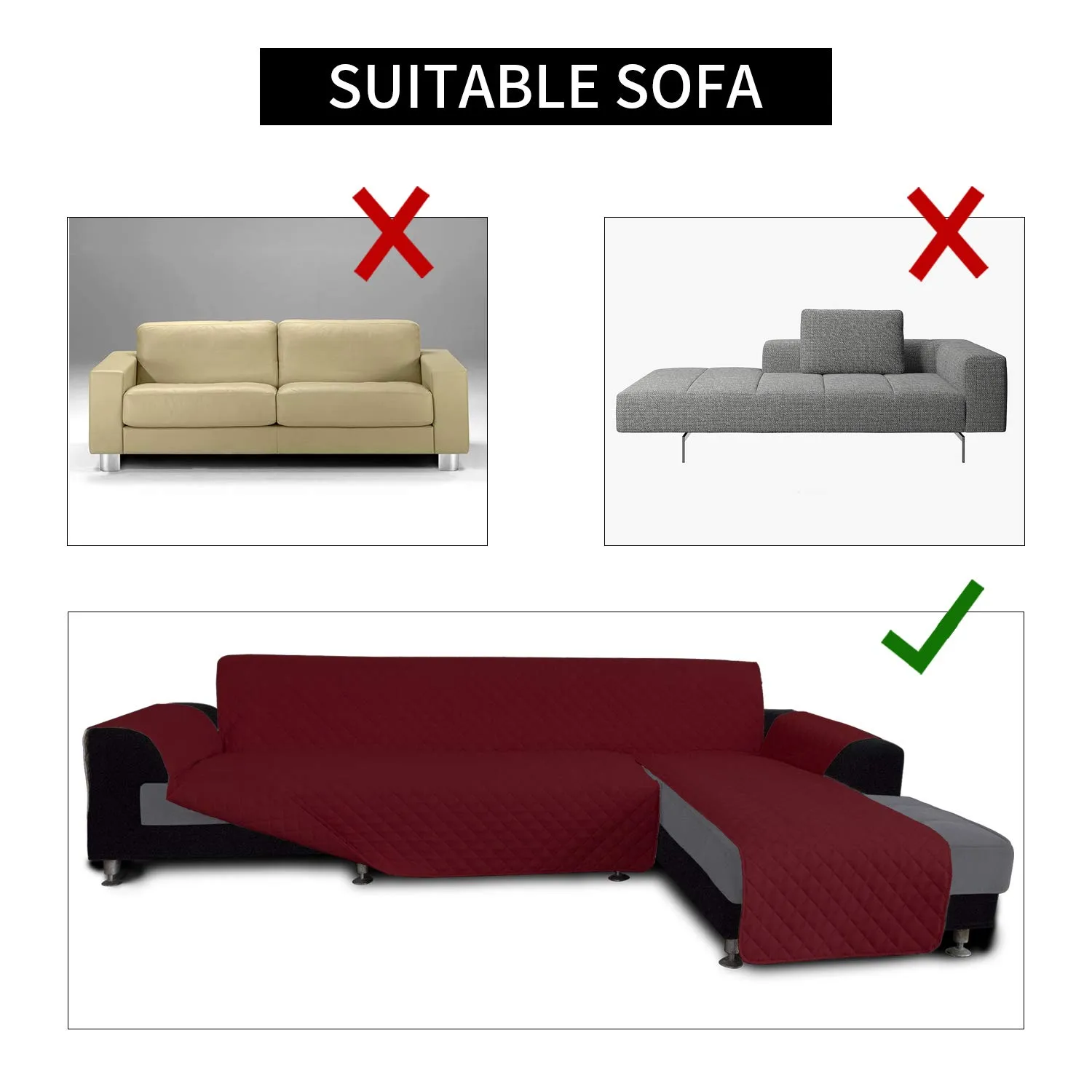 Easy-Going Copridivano a Forma di L per Divano Sezionale, Protezione per Mobili per Animali Domestici, Piccolo, Rosso di Natale - immagine 4