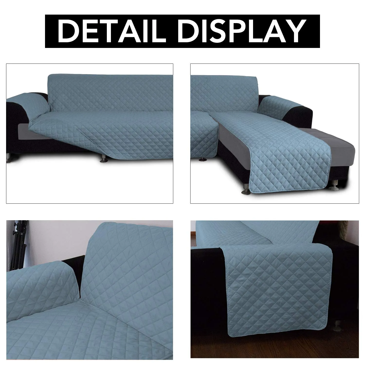 Easy-Going Copridivano a forma di L Reversibile (XL, Azzurro/Azzurro) - immagine 3