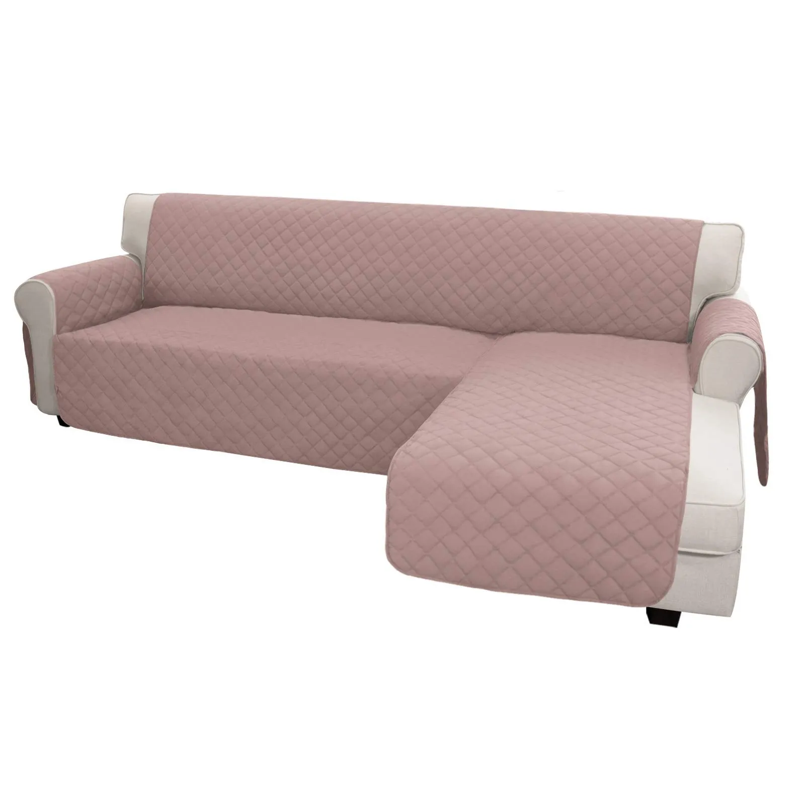 Easy-Going Copridivano a Forma di L per Divano Sezionale e Chaise Longue, Reversibile, Rosa/Rosa, Small - immagine 1