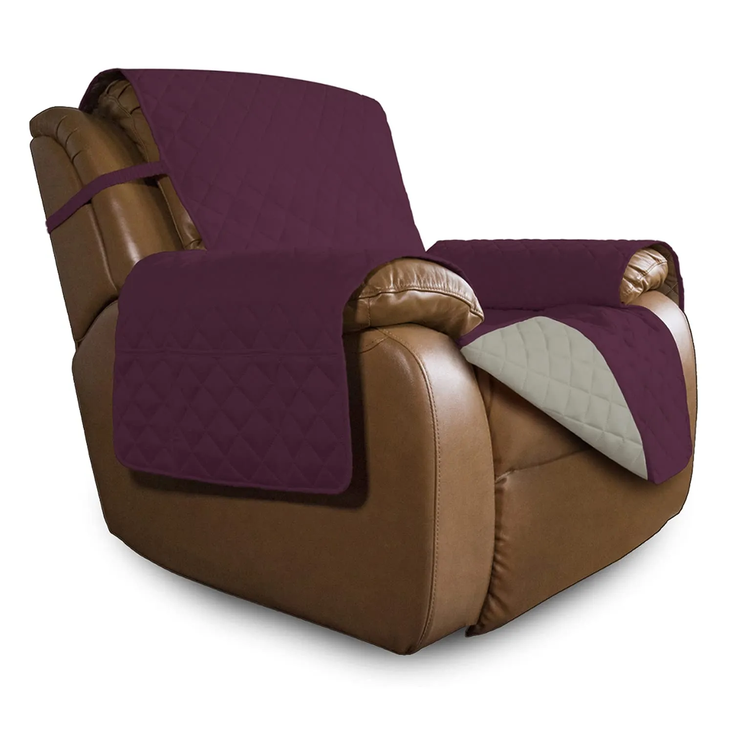 Easy-Going Copridivano Reversibile Oversize per Poltrona Reclinabile, Impermeabile, Vinaccia/Beige - immagine 1