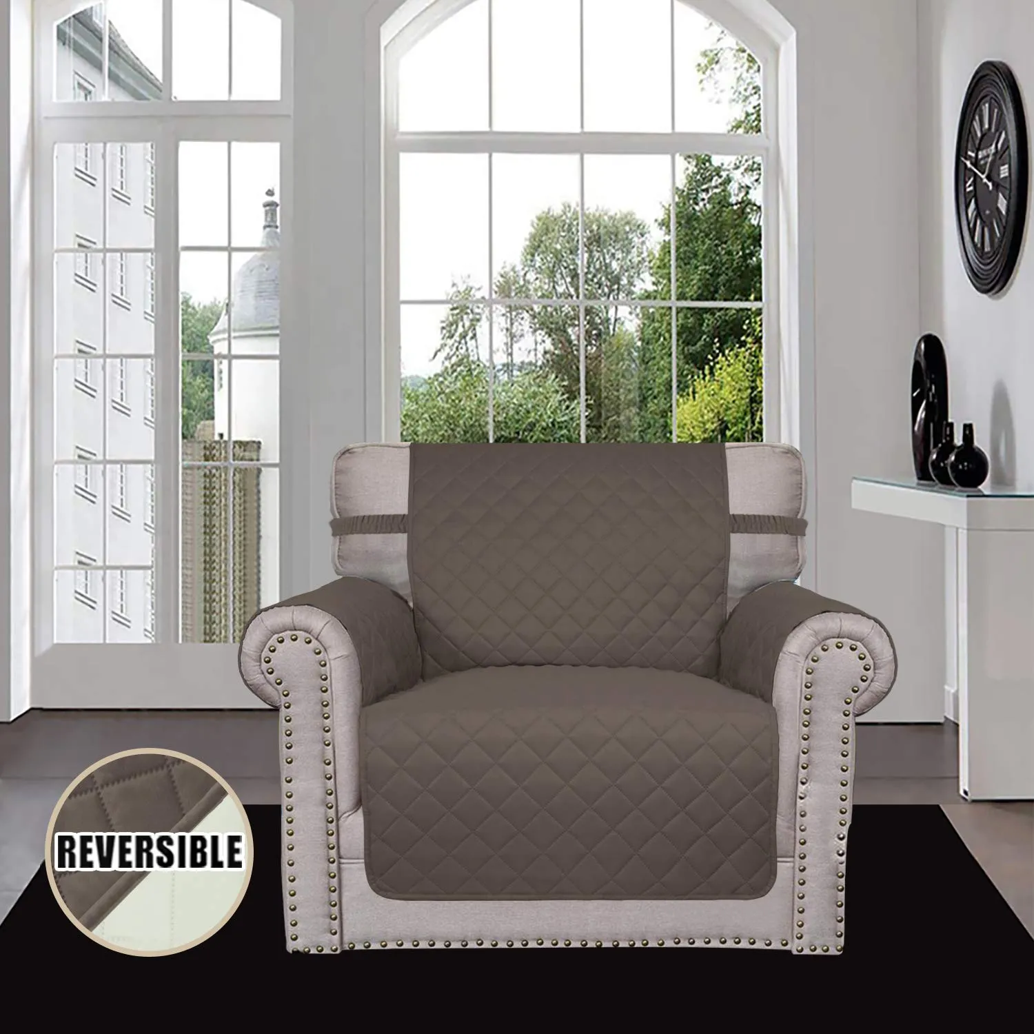 Easy-Going Copridivano Reversibile Resistente all'Acqua per Sedia, Taupe - immagine 2