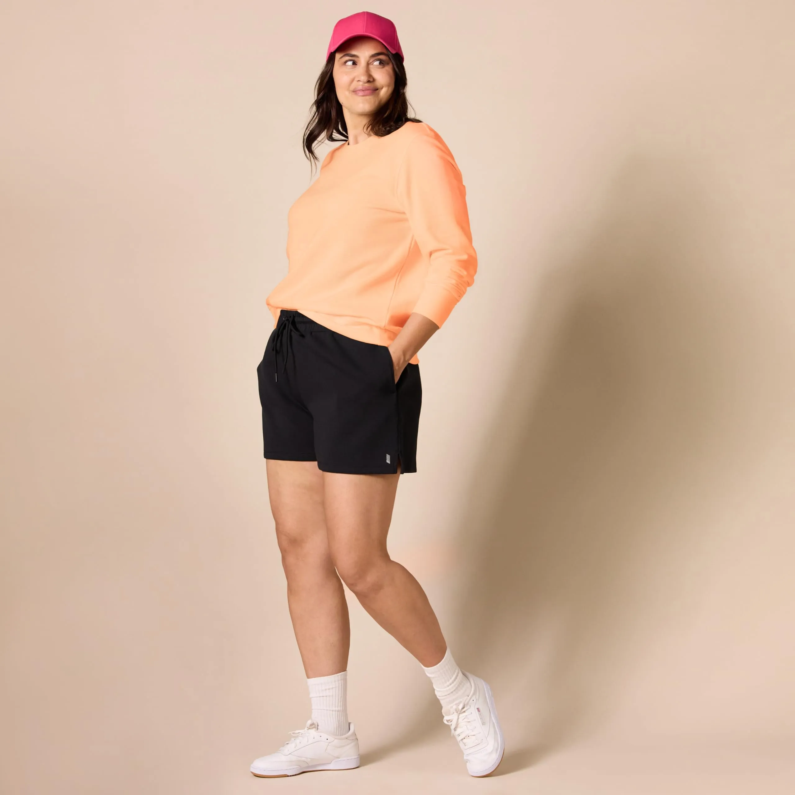 Amazon Essentials Felpa girocollo da donna in pile di spugna francese, Arancione Melone, XL - immagine 7