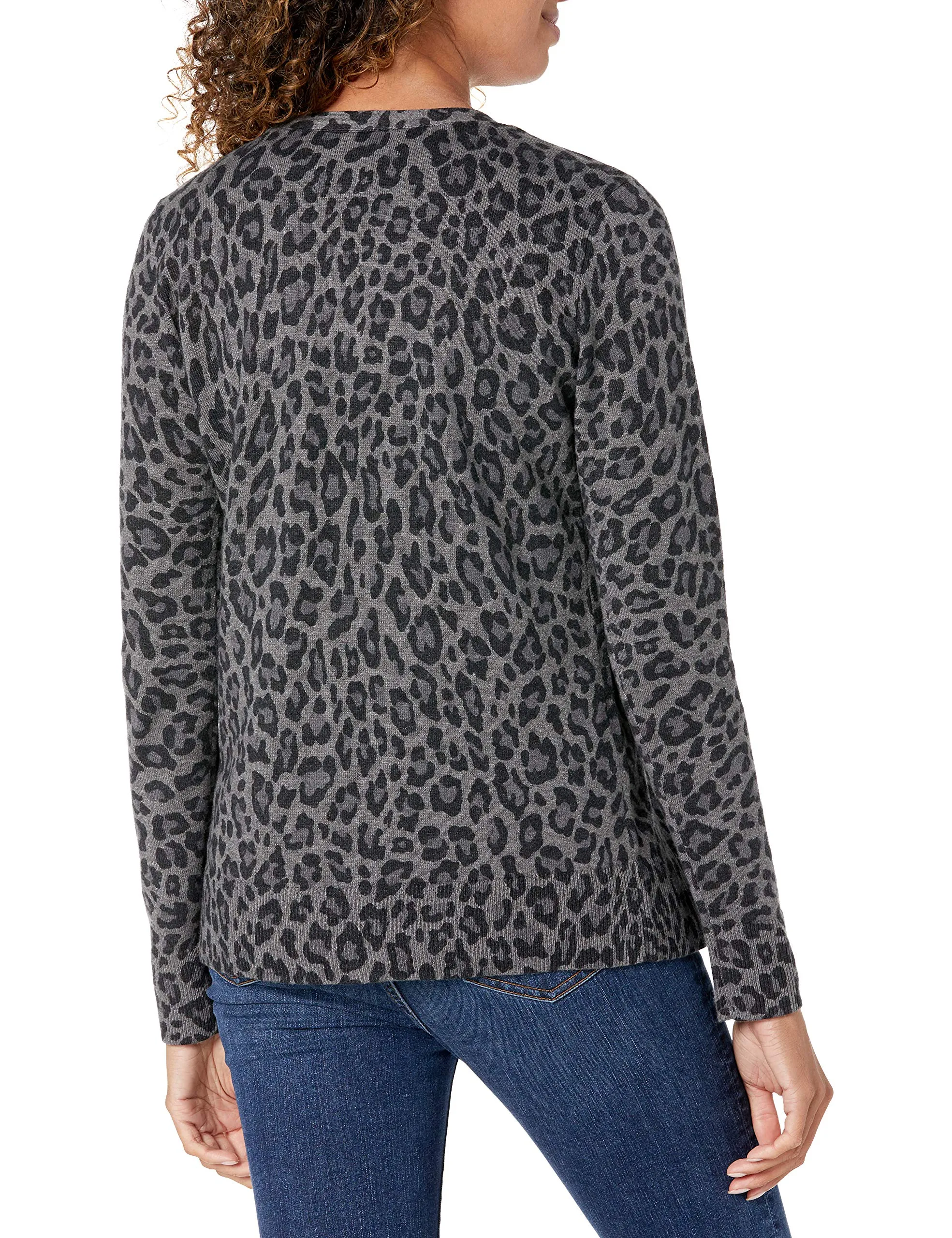 Amazon Essentials Felpa Cardigan Leggera Donna, Carbone Puntinato Animalier, M - immagine 3