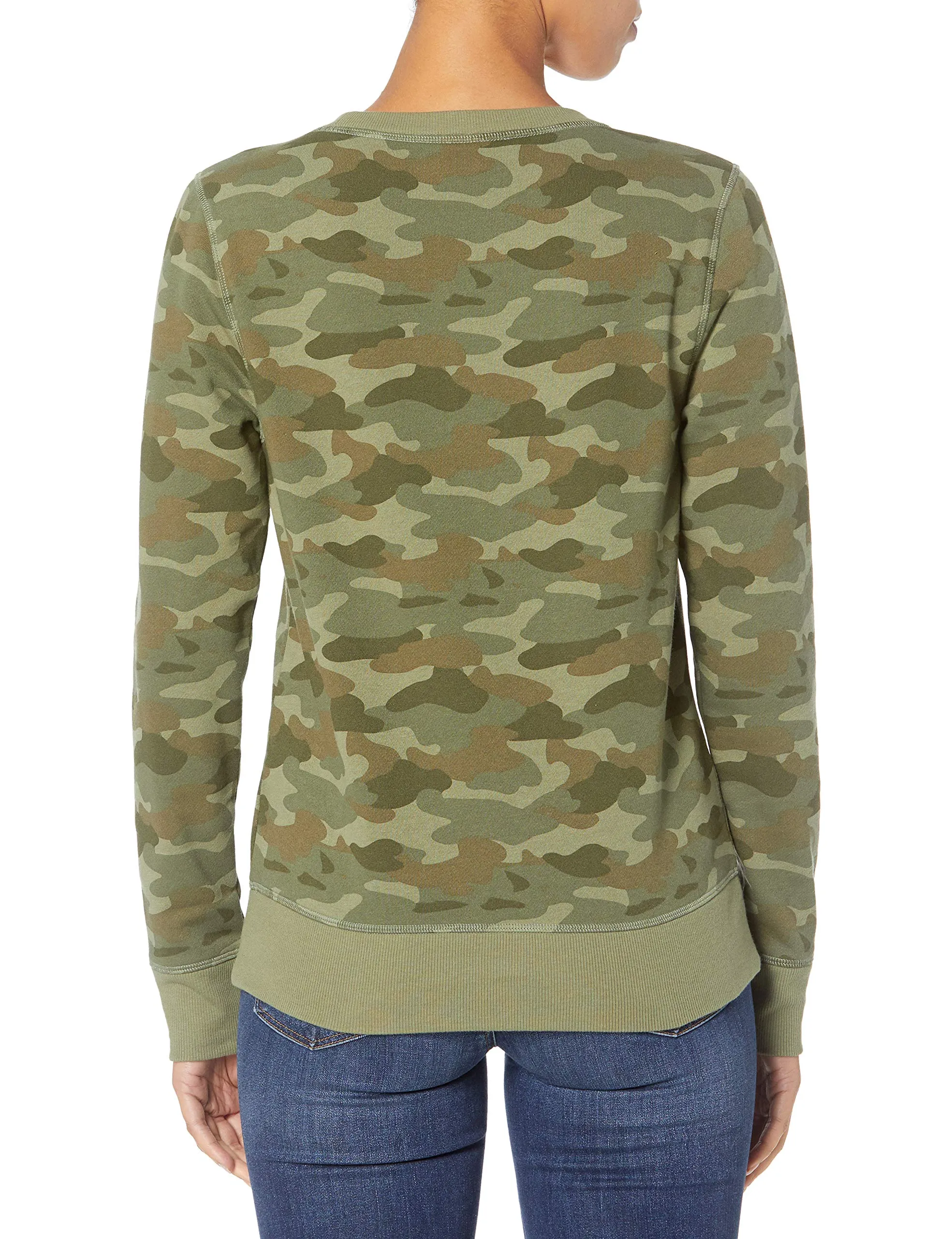 Amazon Essentials Felpa Girocollo da Donna in Pile di Spugna Francese, Verde Mimetico, XL - immagine 2