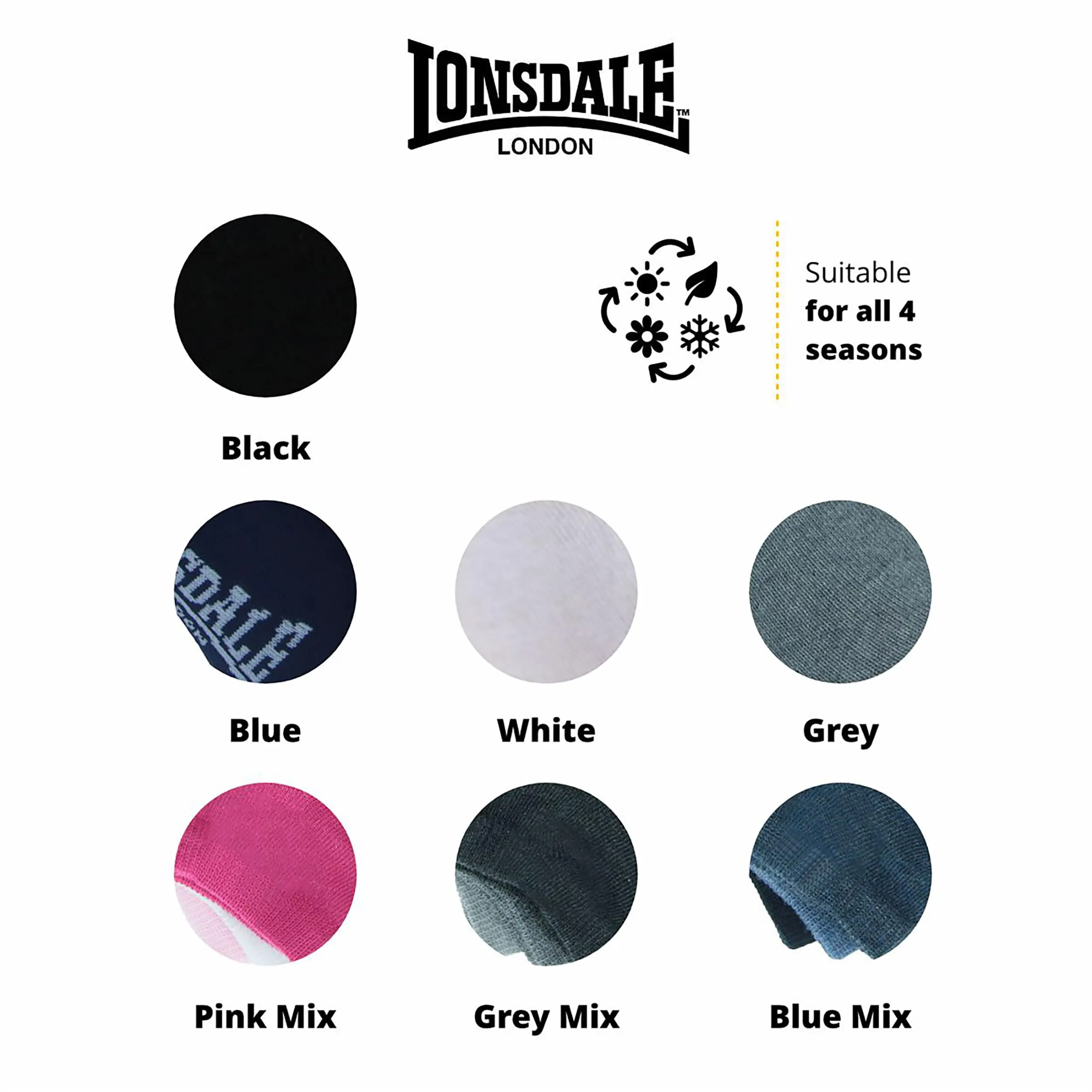 Lonsdale Quarter Calzini Sopra la Caviglia, 6 Paia, Bianco, 35-38 - immagine 6