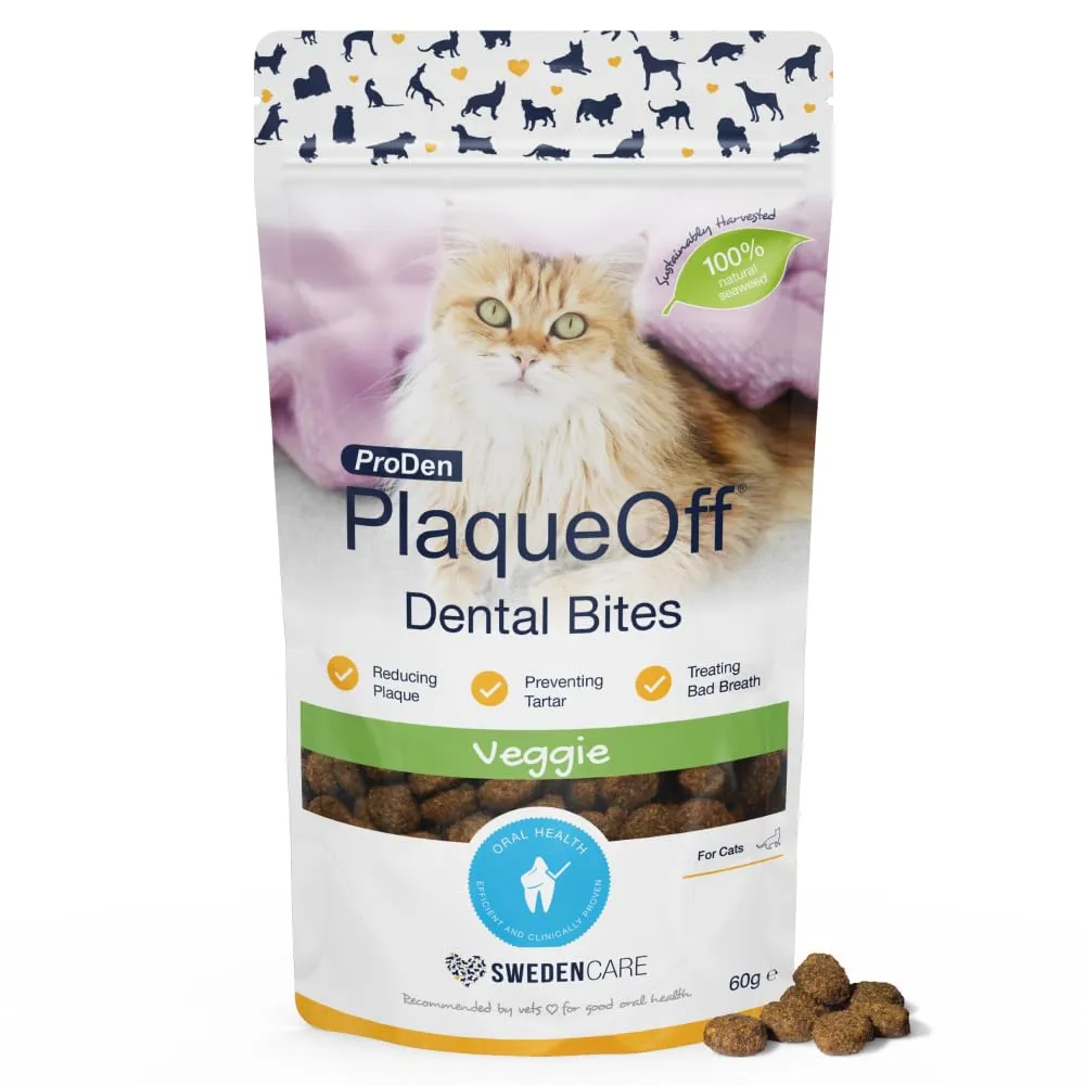 ProDen PlaqueOff Bocconcini Dentali per Gatti, Gusto Vegetale, 60 g - immagine 1