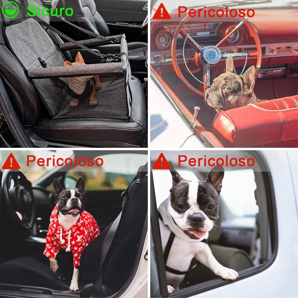 Wodondog Seggiolino Auto per Cane di Piccola e Media Taglia con Cintura di Sicurezza, Grigio - immagine 4