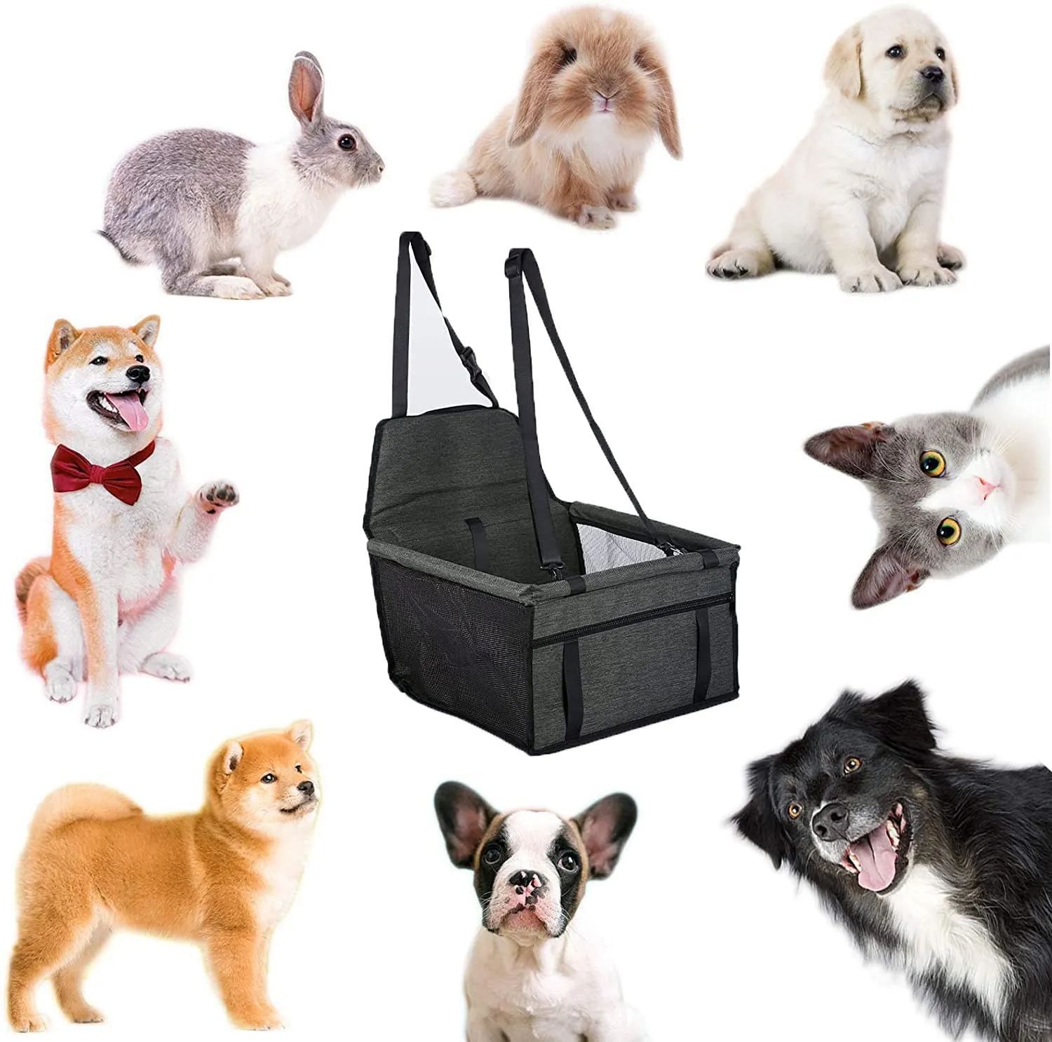 Wodondog Seggiolino Auto per Cane di Piccola e Media Taglia con Cintura di Sicurezza, Grigio - immagine 7