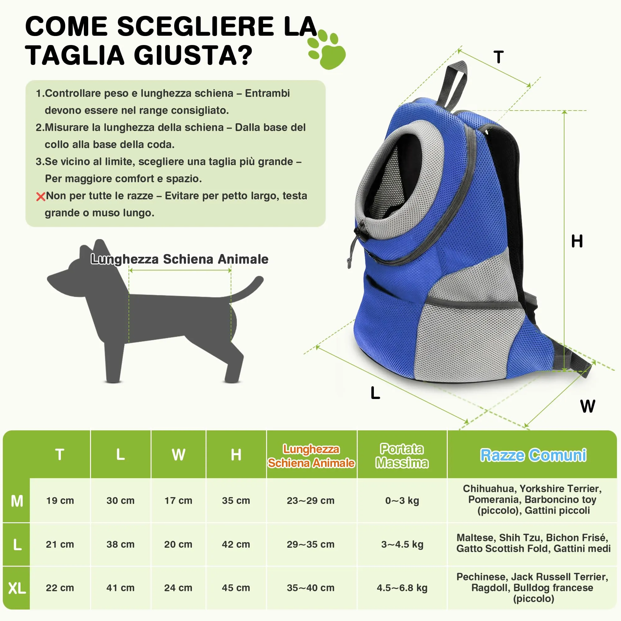 ALLSOPETS Zaino Trasportino per Cani e Gatti, Blu Notte, XL - immagine 5