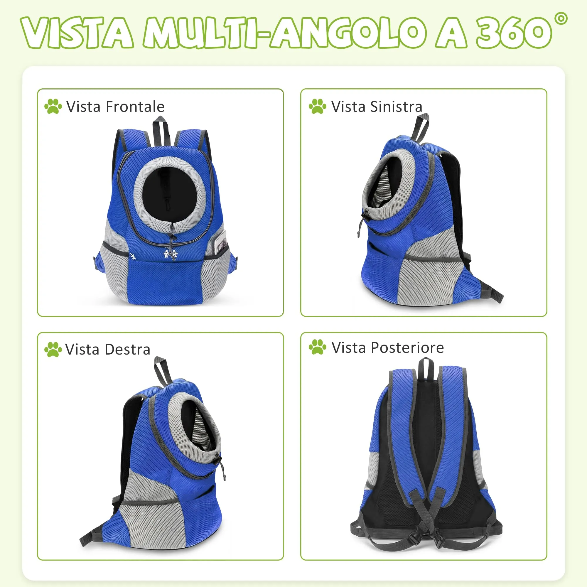 ALLSOPETS Zaino Trasportino per Cani e Gatti, Blu Notte, XL - immagine 6