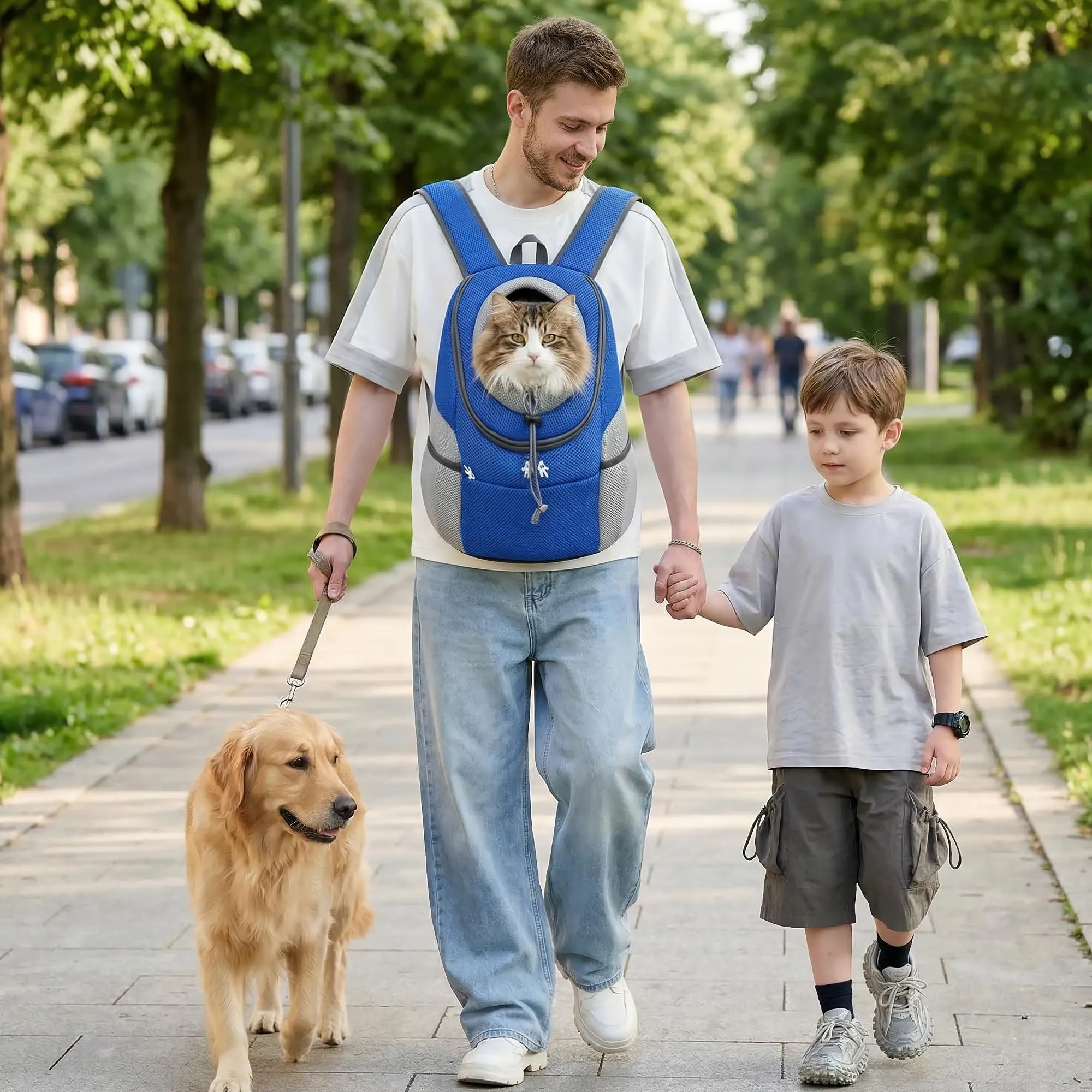 ALLSOPETS Zaino Trasportino per Cani e Gatti, Blu Notte, M - immagine 2