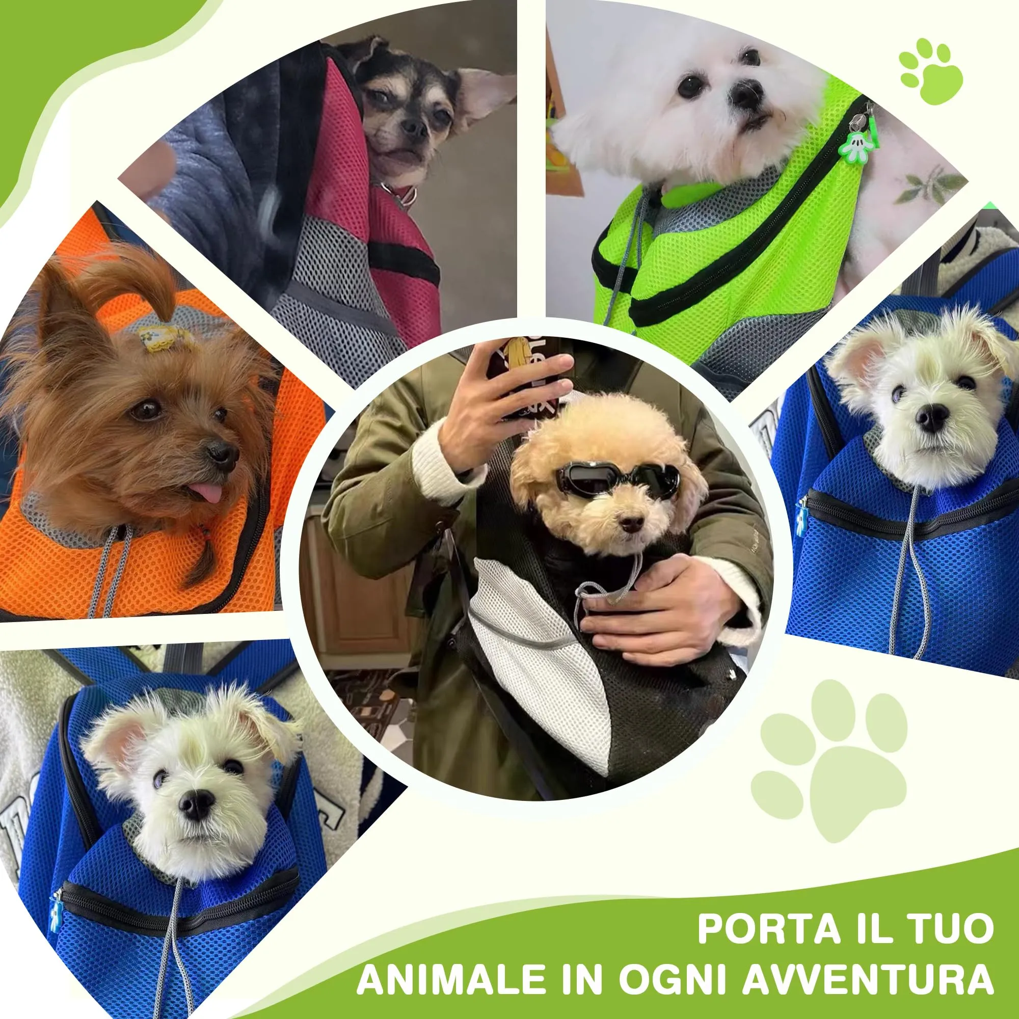 ALLSOPETS Zaino Trasportino per Cani e Gatti, Blu Notte, M - immagine 7