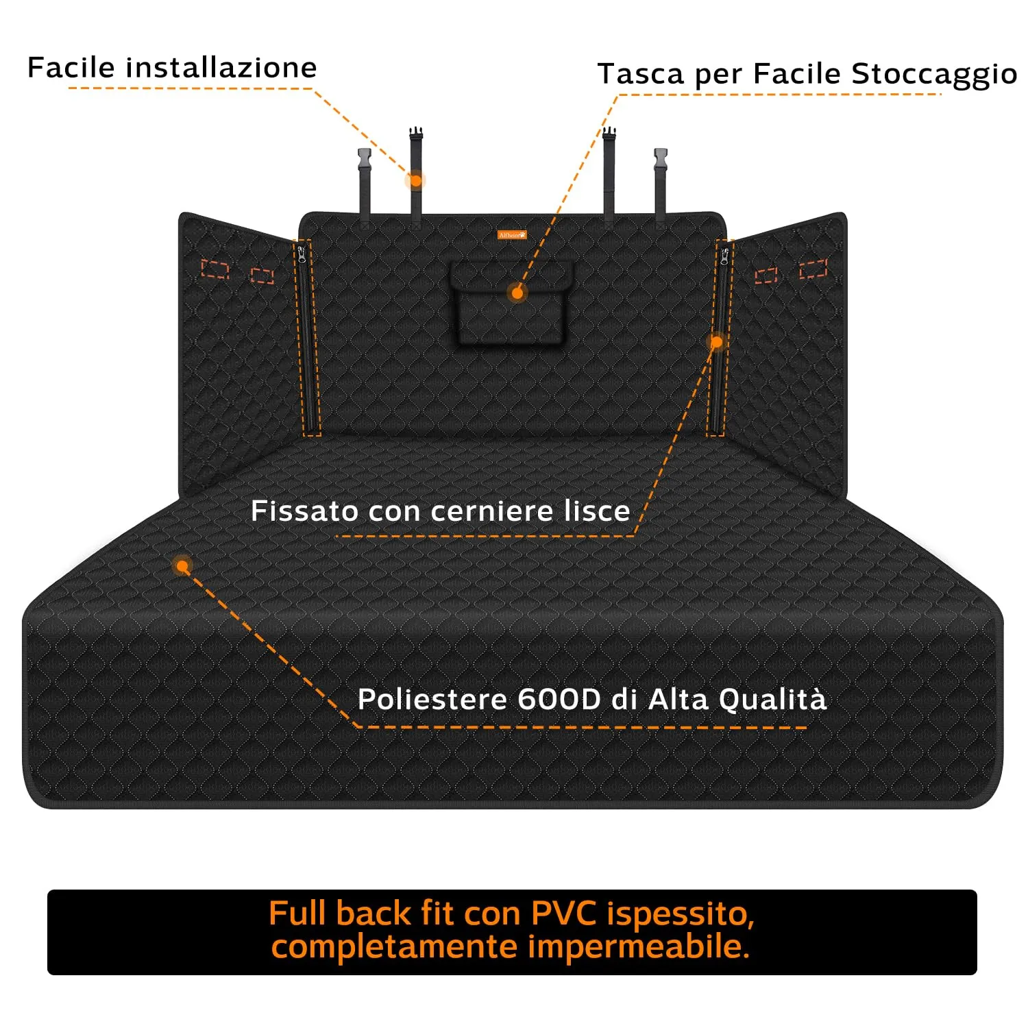 Alfheim Telo Bagagliaio Auto Doppio Livello per Cani, 180cm × 102cm, Nero - immagine 2