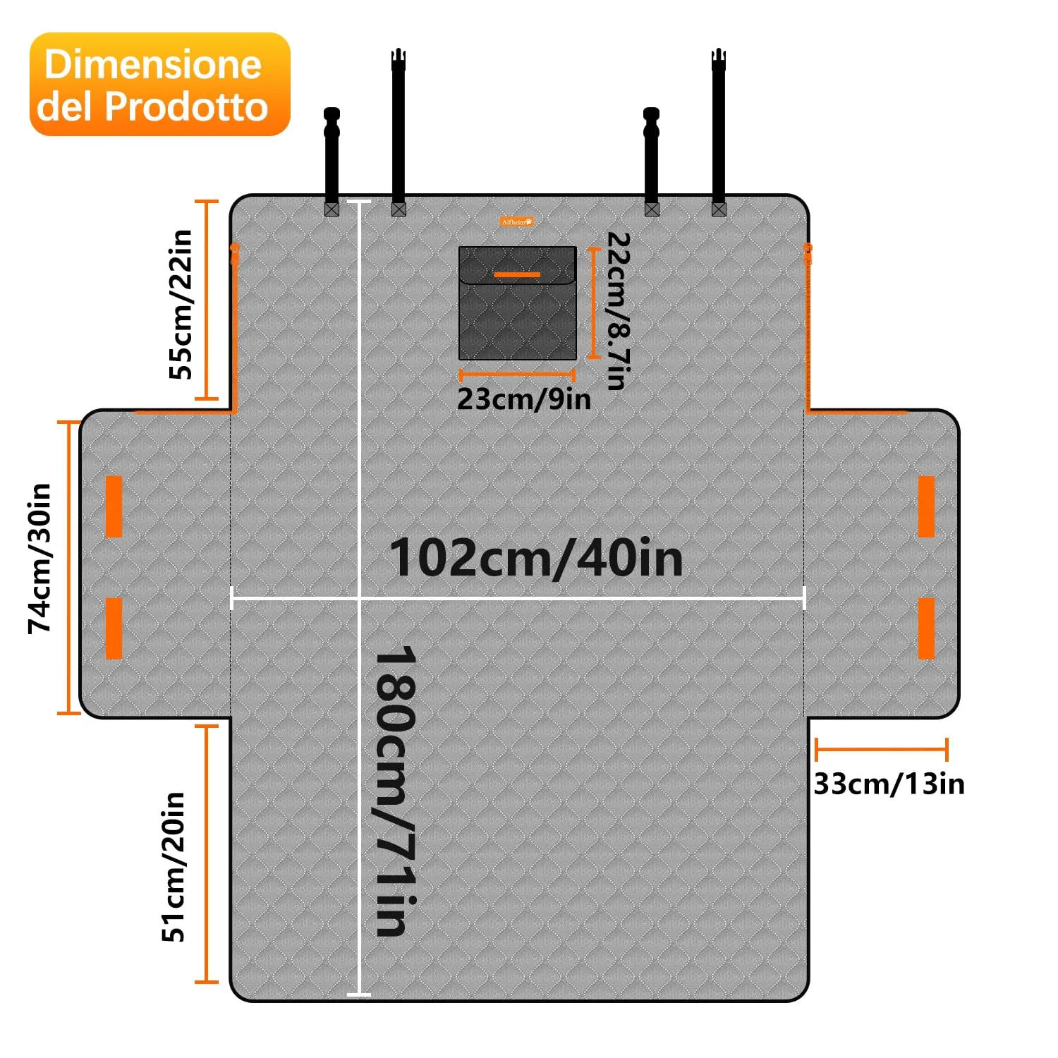 Alfheim Telo Bagagliaio Auto Doppio Livello per Cani, 180cm × 102cm, Nero - immagine 4