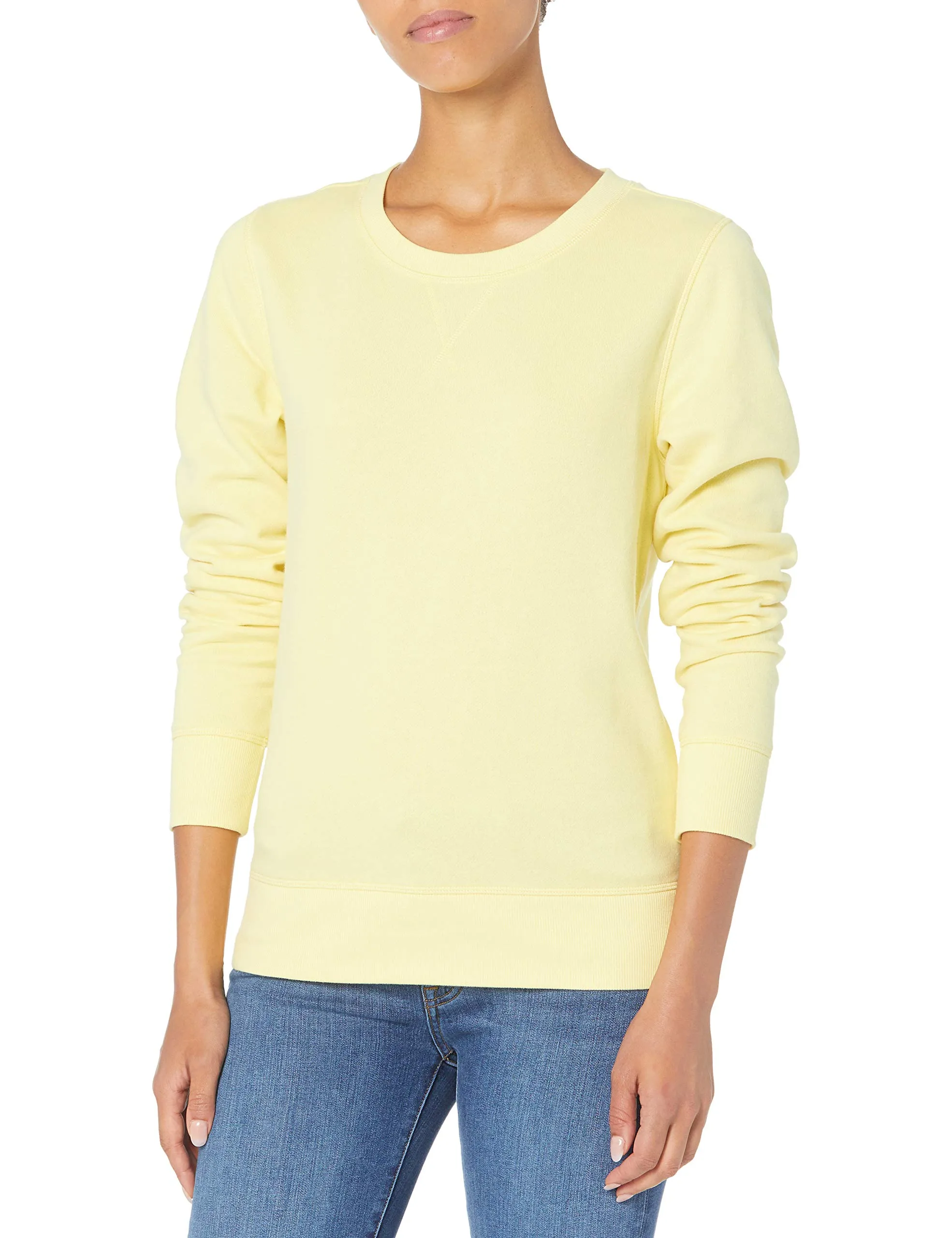 Amazon Essentials Felpa Girocollo da Donna in Pile di Spugna Francese, Giallo Chiaro, L - immagine 1