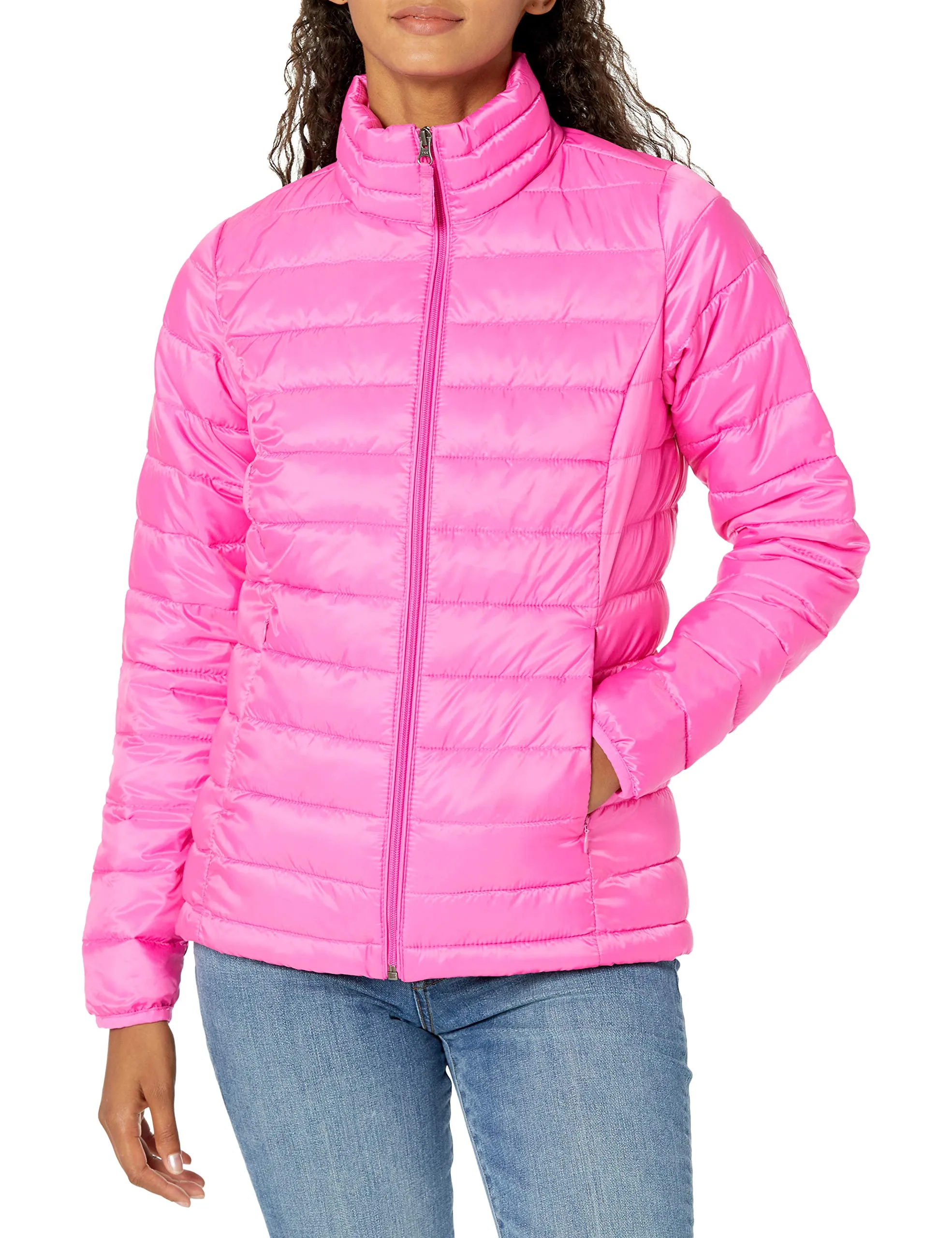 Amazon Essentials Piumino Leggero Resistente all'Acqua Ripiegabile Donna, Rosa Fluo, L - immagine 1