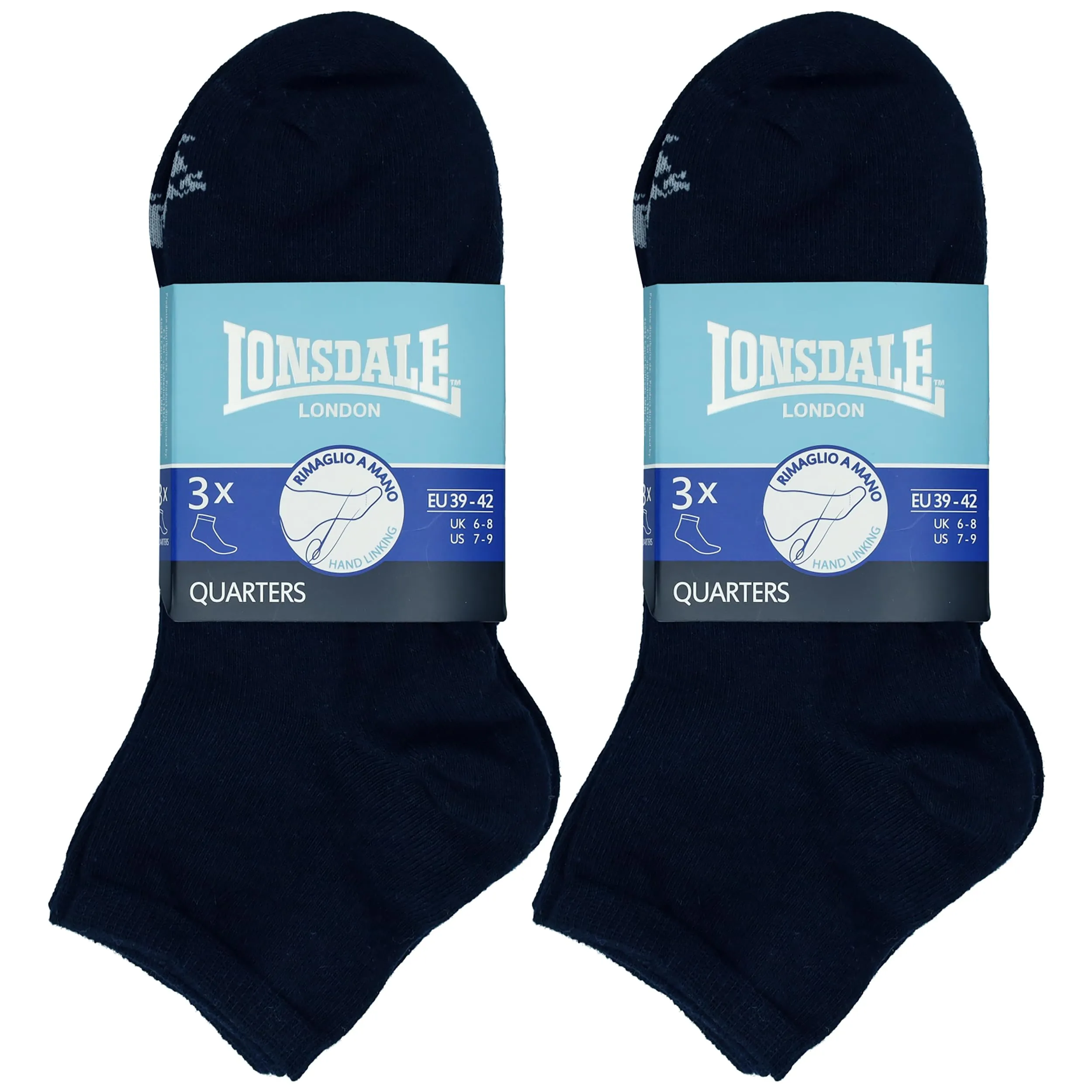 Lonsdale Quarter 6 Paia di calzini sopra la caviglia in cotone (Blu, 43-46) - immagine 2