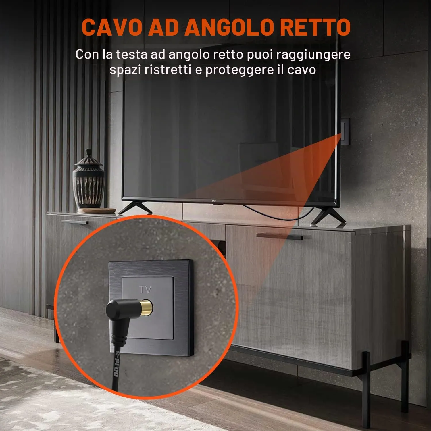 G-PLUG Cavo Antenna TV Maschio-Maschio Coassiale 3m Nero Right Angled - immagine 8