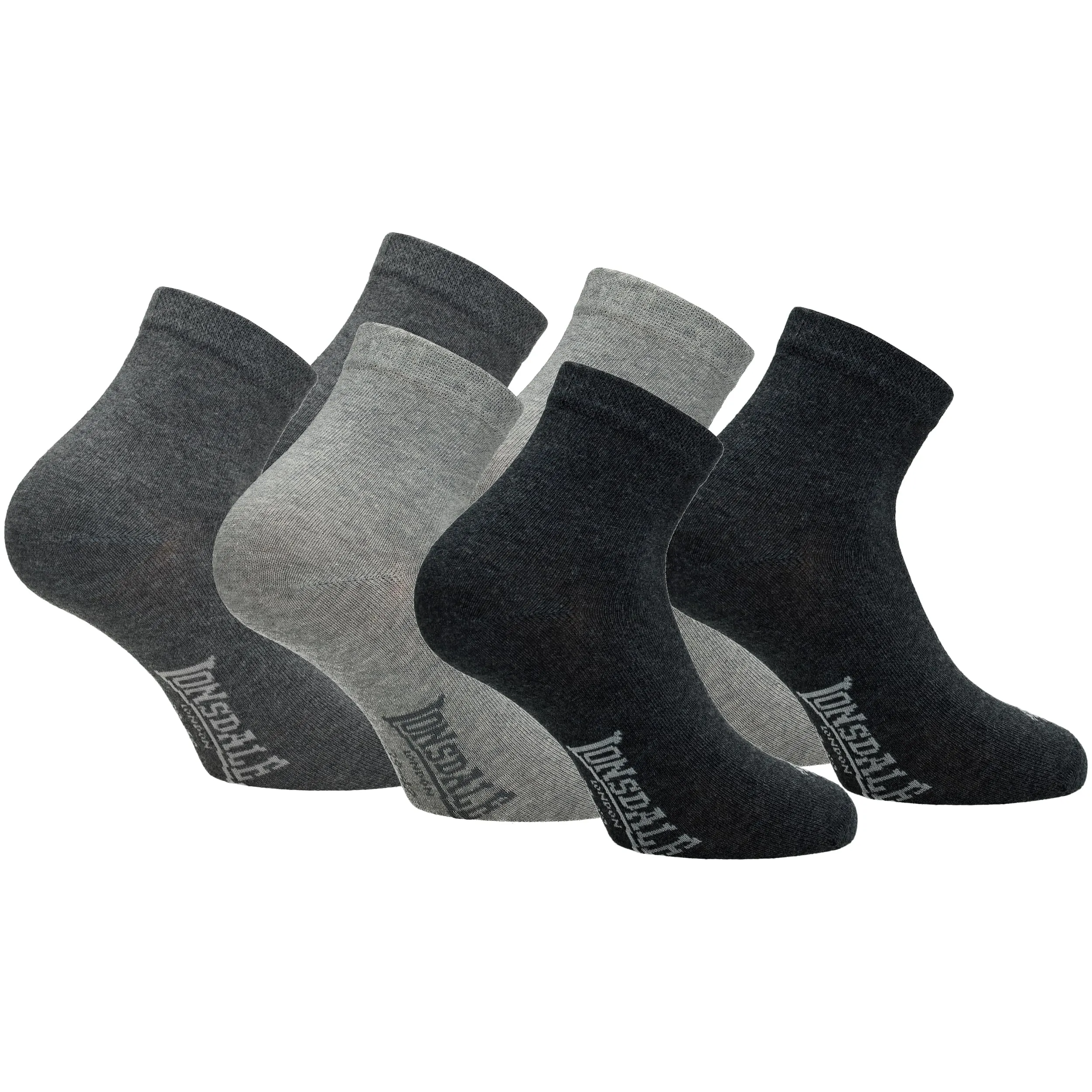 Lonsdale Quarter 6 Paia di Calzini Sopra la Caviglia, Grigio Mix, 35-38 - immagine 1
