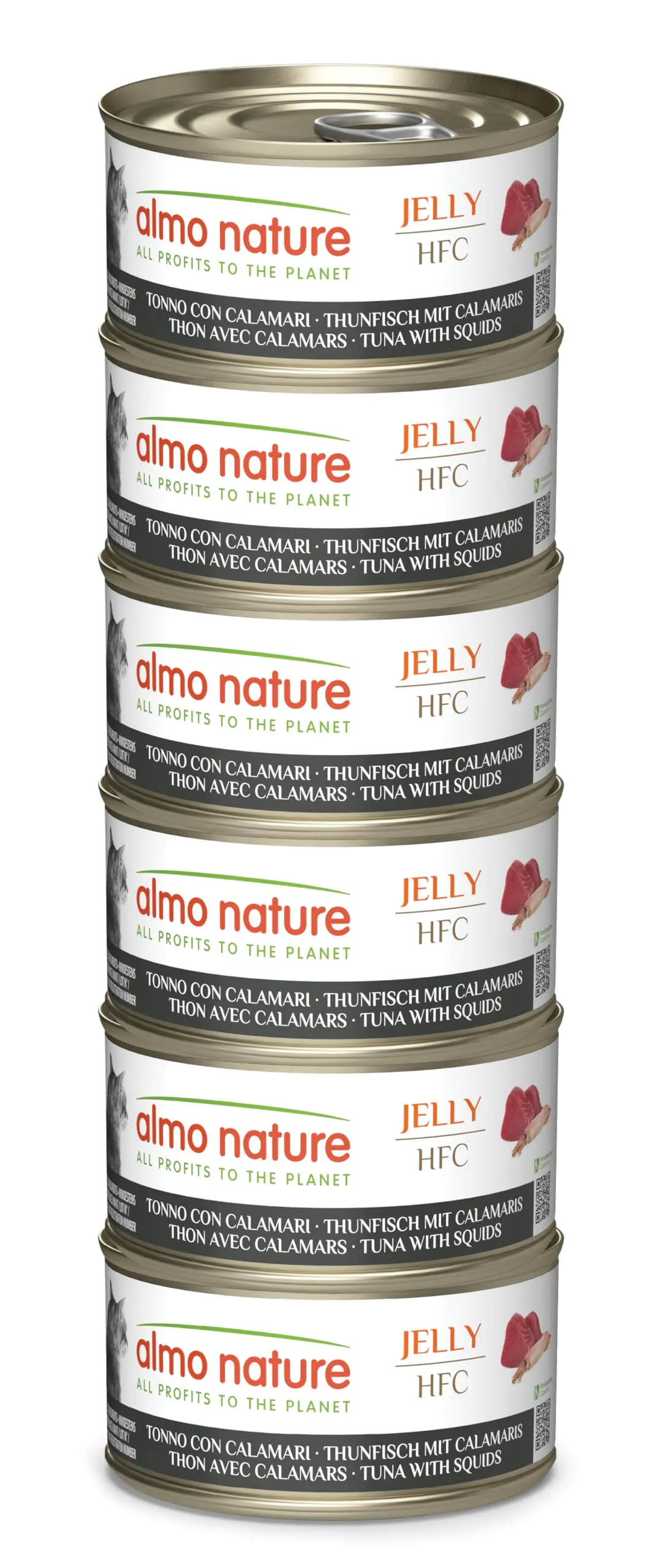 Almo Nature HFC Jelly Tonno con Calamari per Gatti Adulti, 70g (Confezione da 6) - immagine 1